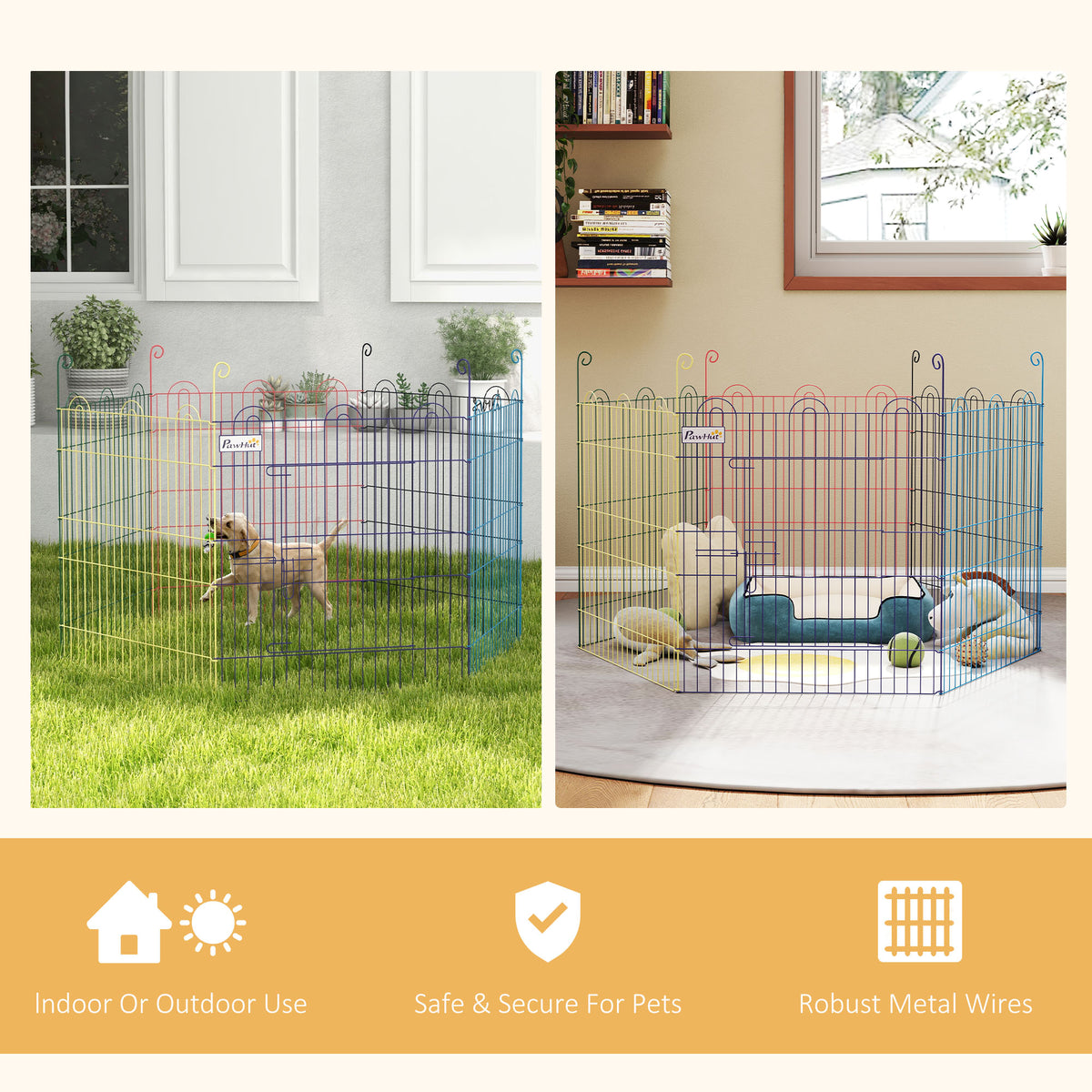 Metal Pet Playpen - Portable 24" Metal Exercise Fence Multi-colored-Dogs-DECOROLALA
