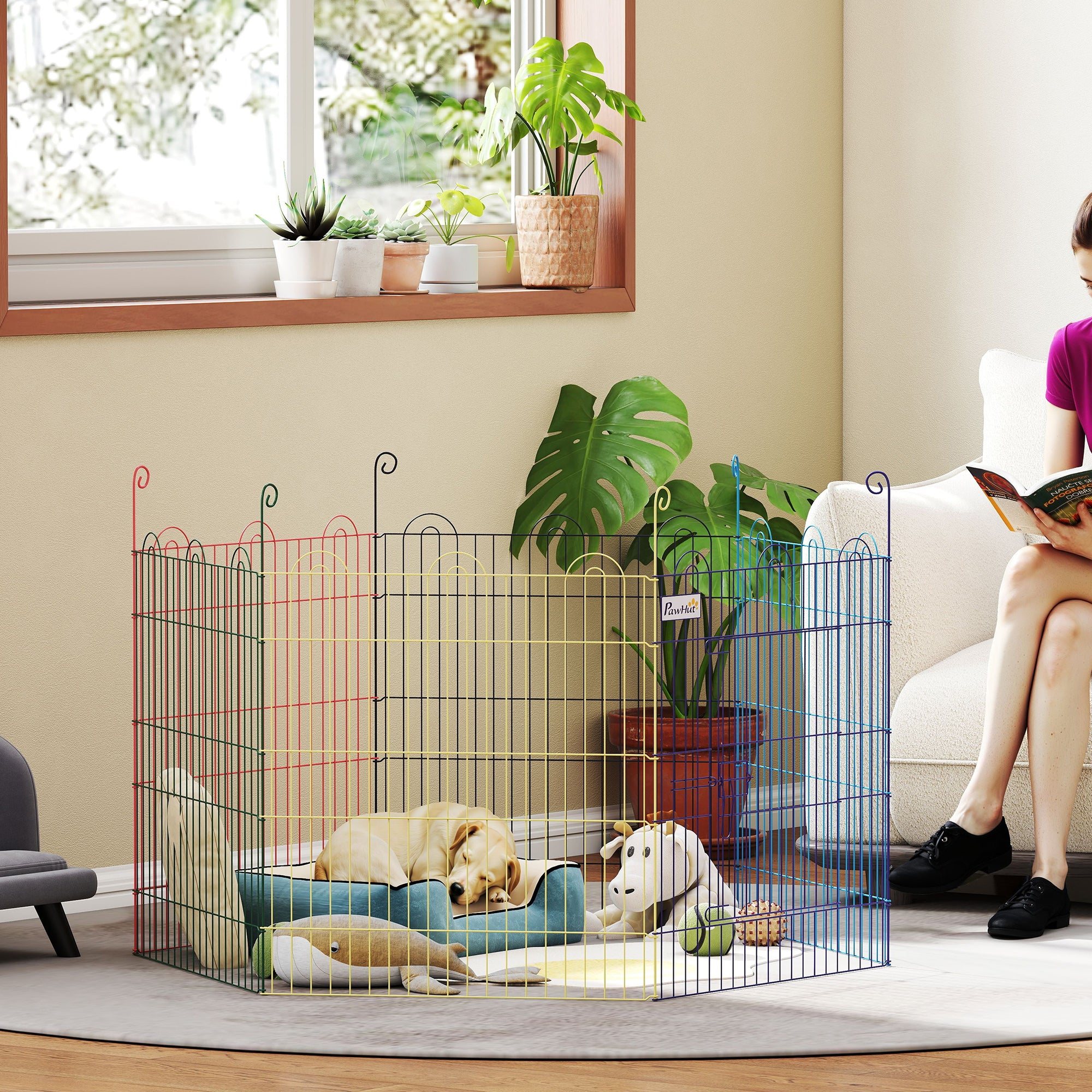 Metal Pet Playpen - Portable 24" Metal Exercise Fence Multi-colored-Dogs-DECOROLALA