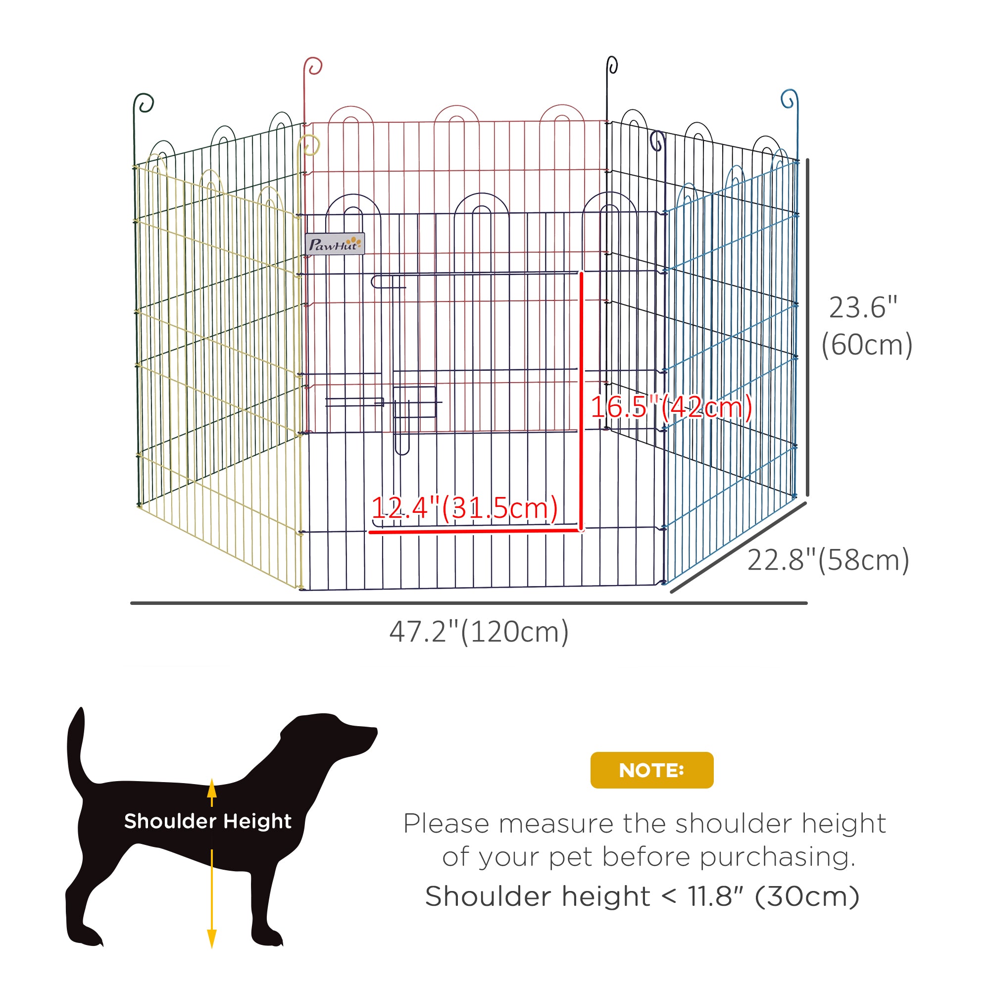 Metal Pet Playpen Portable Hexagon Dog Exercise Fence Multi-colored-Dogs-DECOROLALA