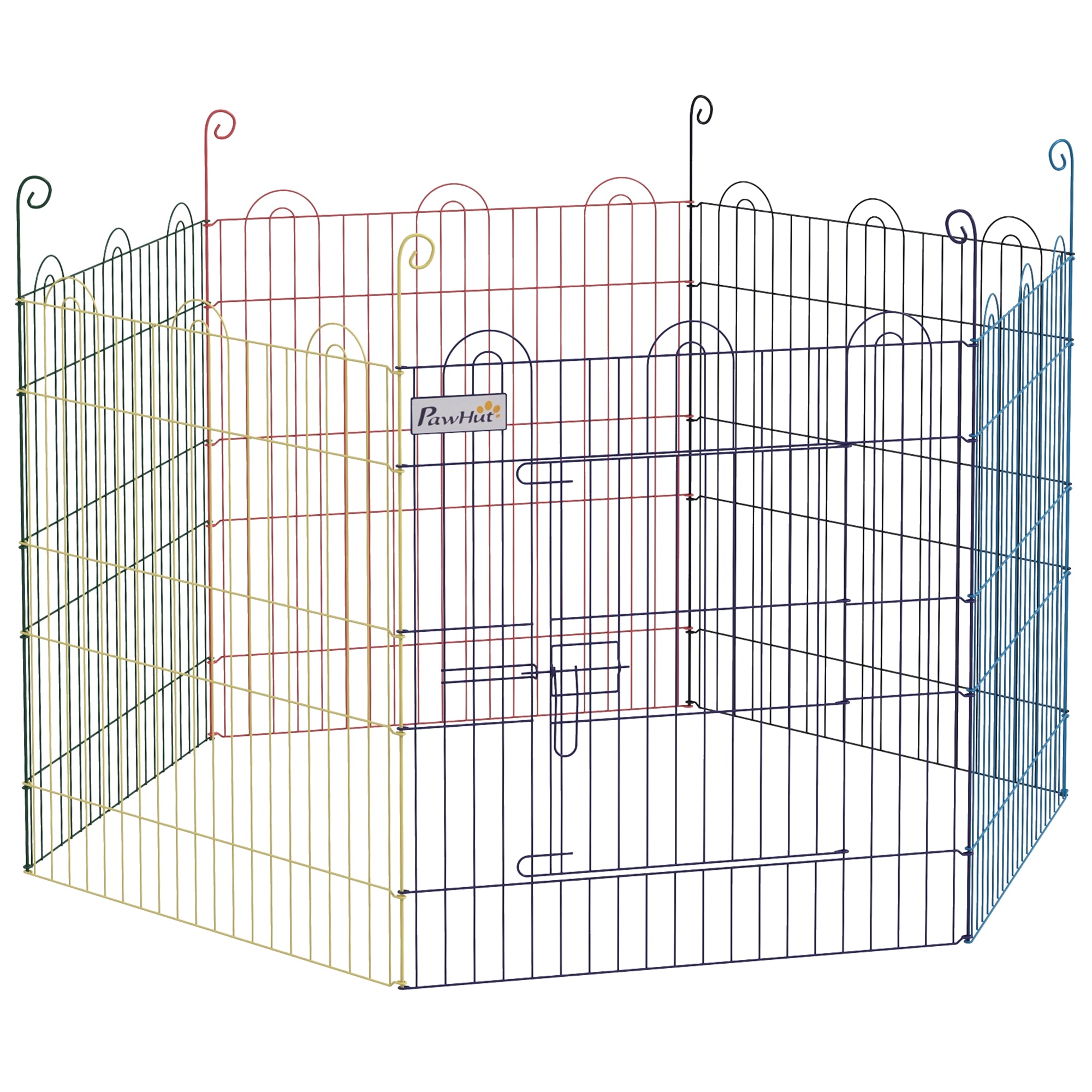 Metal Pet Playpen Portable Hexagon Dog Exercise Fence Multi-colored-Dogs-DECOROLALA