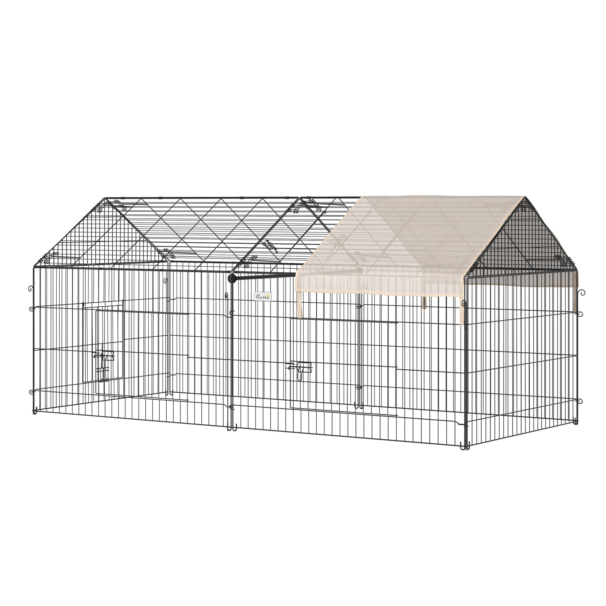 Metal Pet Playpen with Cover - 87" x 41" x 41" Cream-Small Animals-DECOROLALA