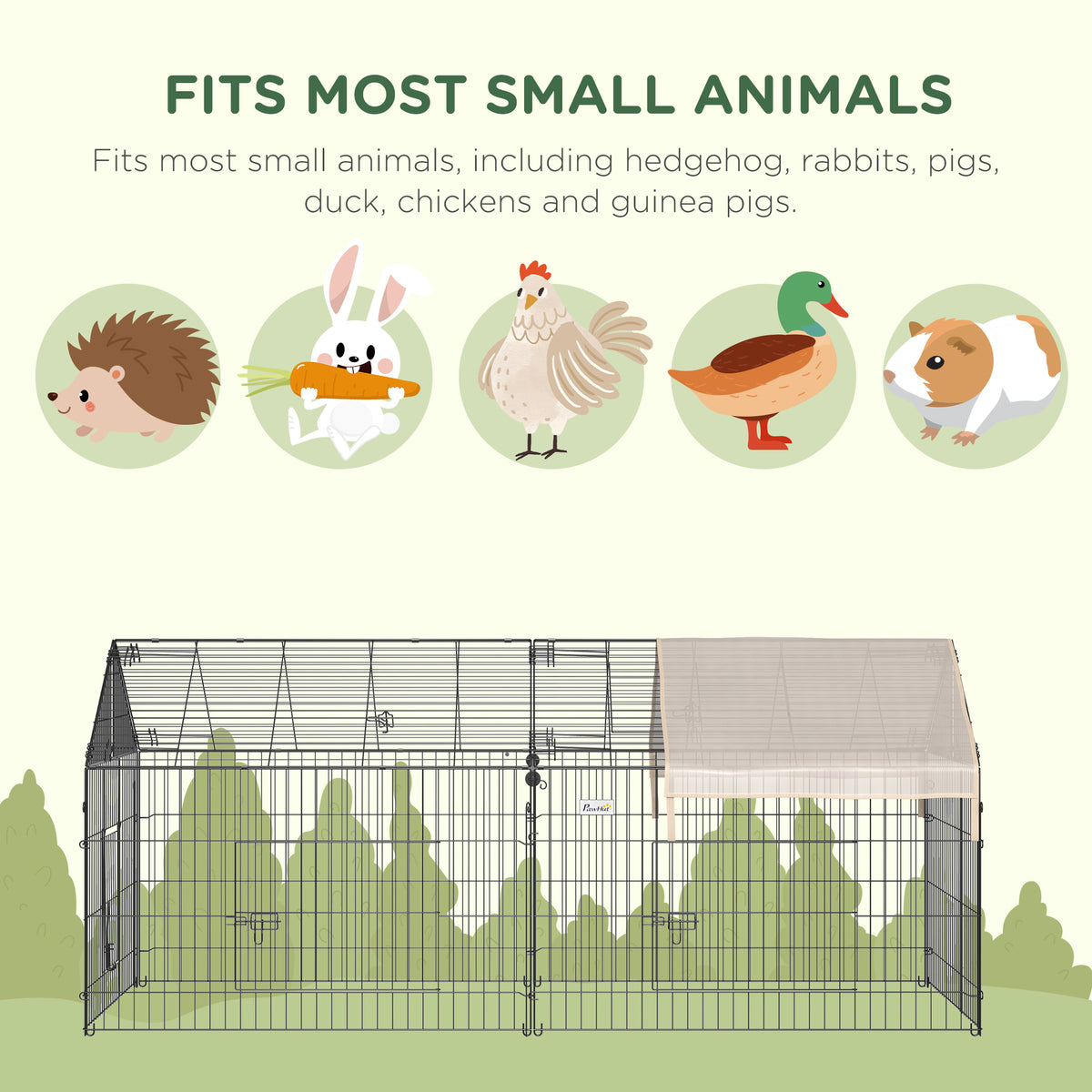 Metal Pet Playpen with Cover - 87" x 41" x 41" Cream-Small Animals-DECOROLALA