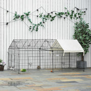 Metal Pet Playpen with Cover - 87" x 41" x 41" Cream-Small Animals-DECOROLALA