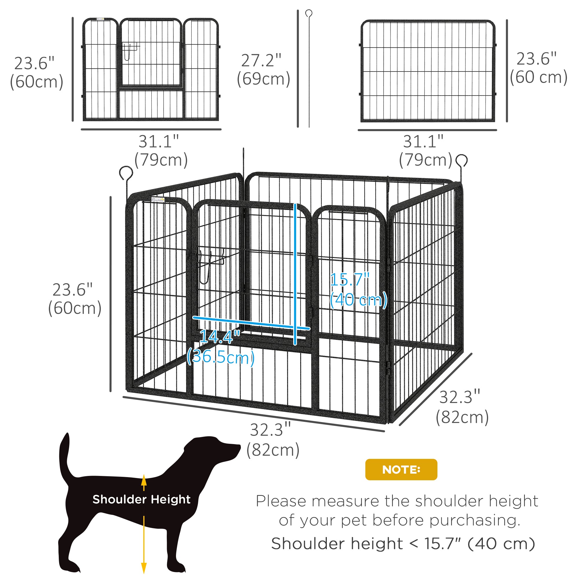 Metal Pet Playpen with Gate Indoor Outdoor for Small Animal-Dogs-DECOROLALA