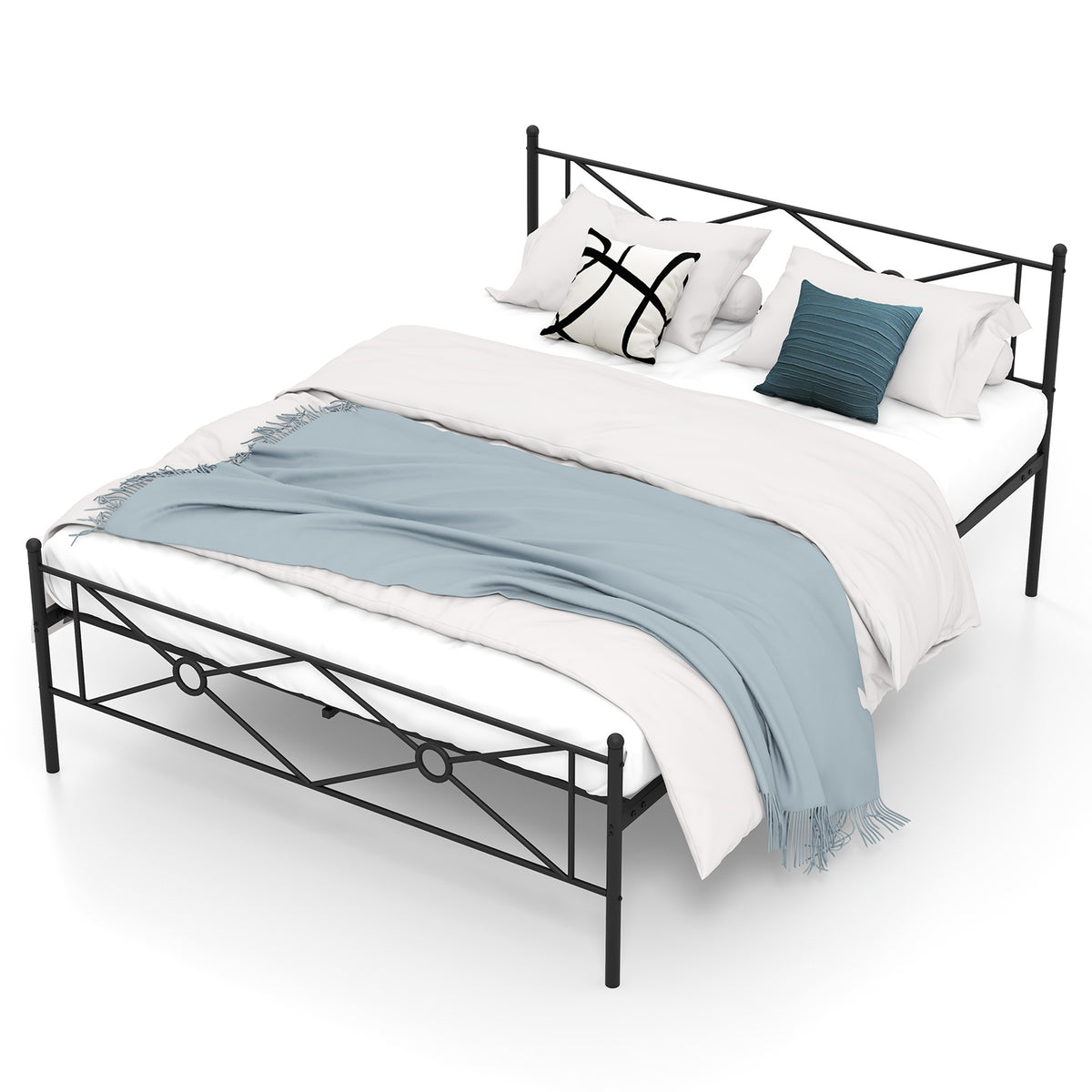 Metal Platform Bed Frame with Headboard and Footboard-Simple Bed Frame-DECOROLALA