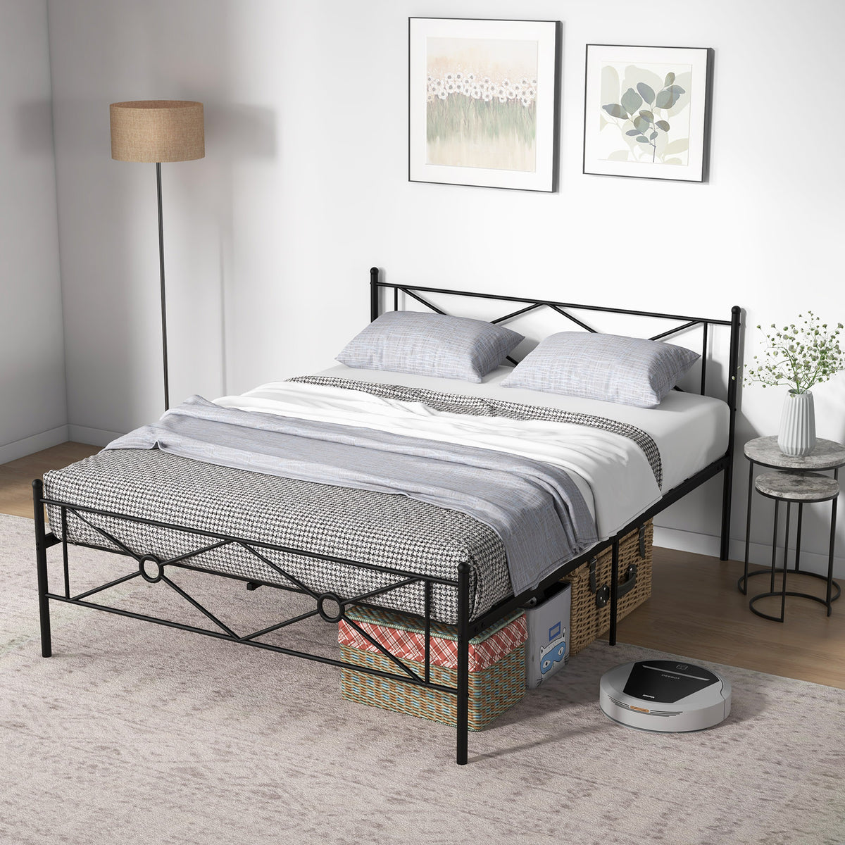 Metal Platform Bed Frame with Headboard and Footboard-Simple Bed Frame-DECOROLALA