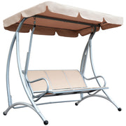 Metal Swing Chair Hammock 3-Seat Patio Beige Heavy Duty Outdoor-DECOROLALA