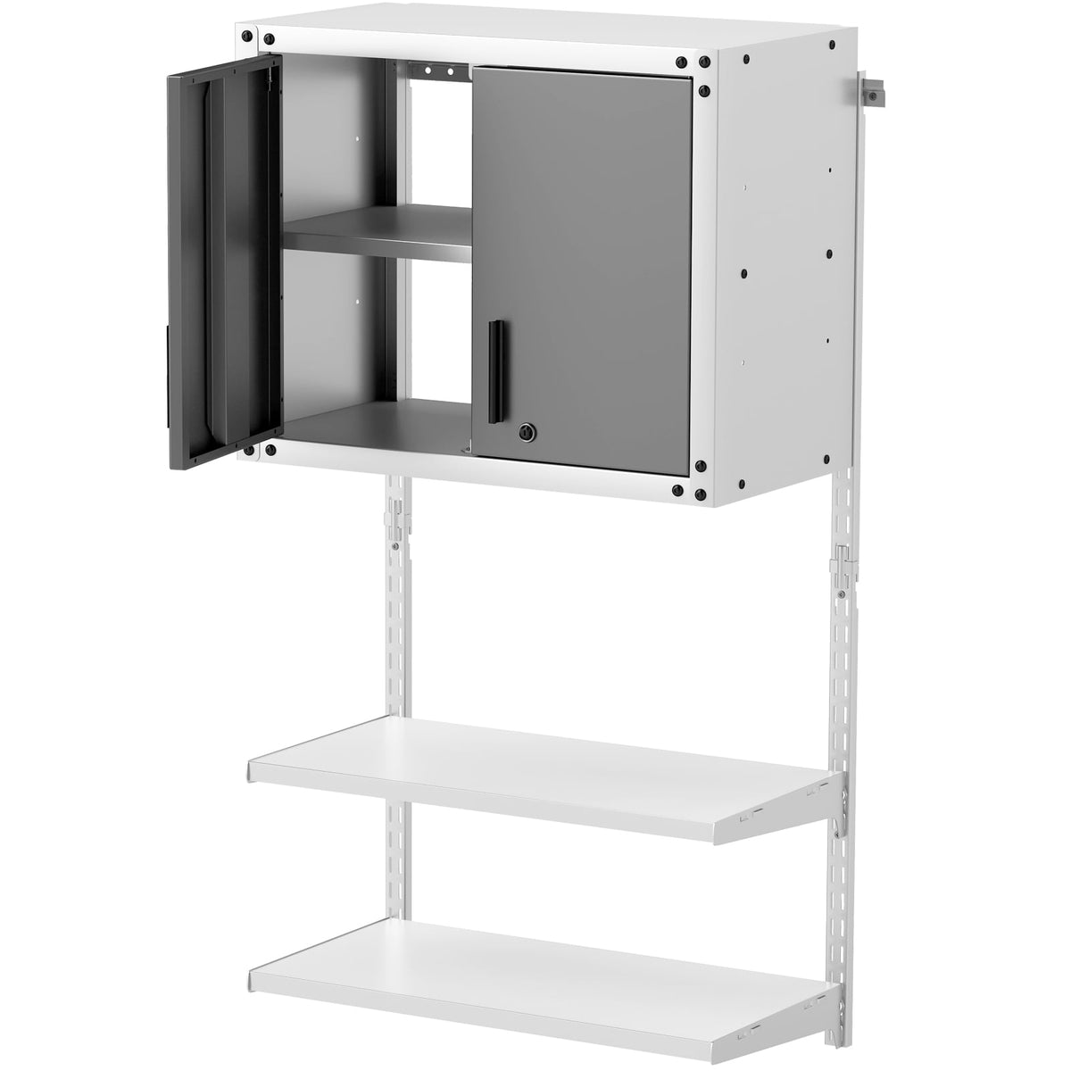Metal Wall Cabinet with Lock and 3 Adjustable Shelves-Garages-DECOROLALA