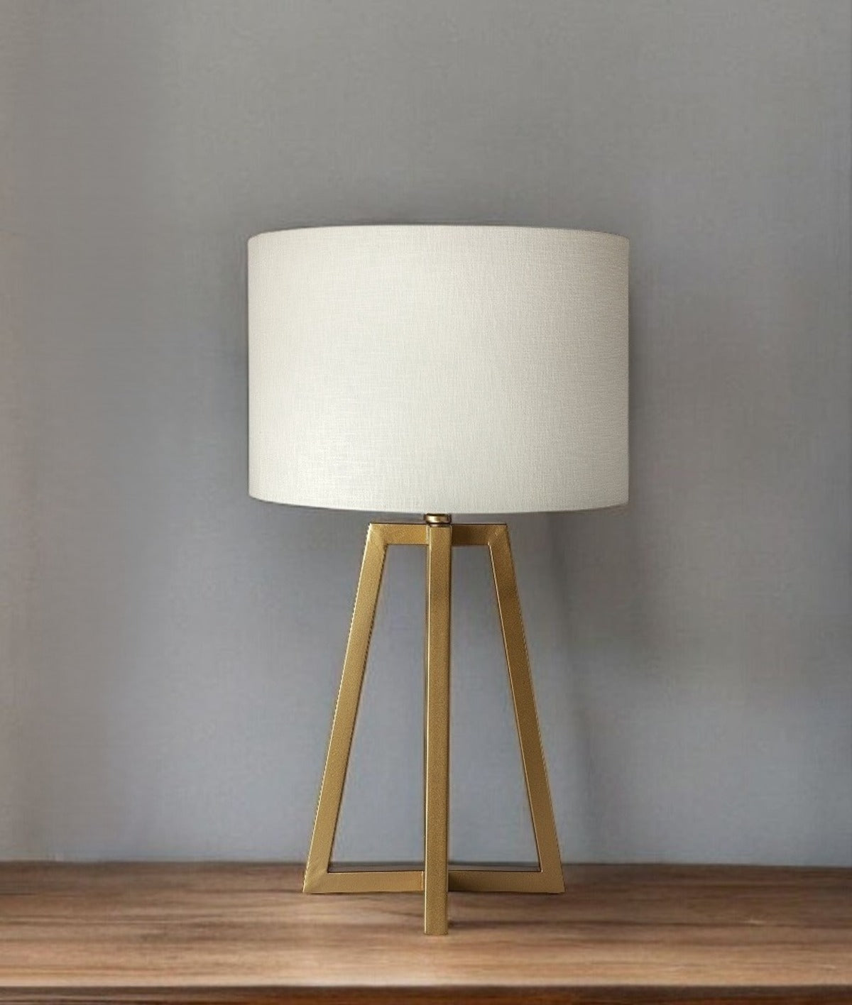 Metallic Gold Tone Geometric Table Lamp-Table Lamps-DECOROLALA