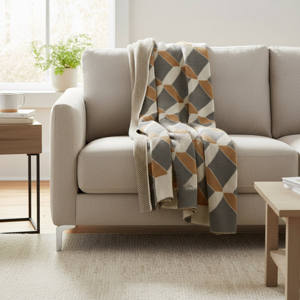 MetroGlam Tri Color Arcylic Knit Throw Blanket 50"x 60"-Throw Blankets-DECOROLALA