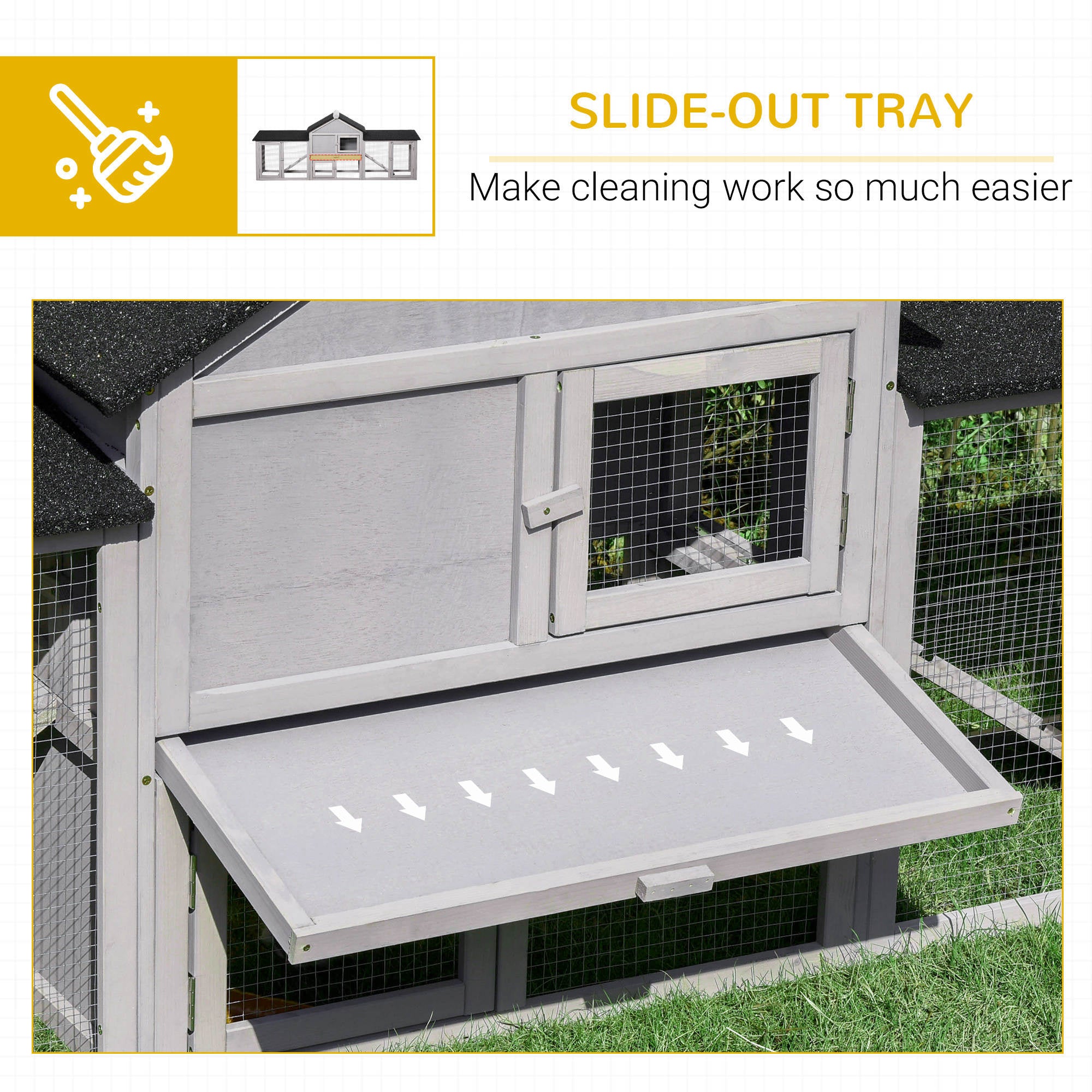 Large Rabbit Hutch Wood Bunny Cage Outdoor Guinea Pig House with Double Runs Slide Out Tray Ramps
