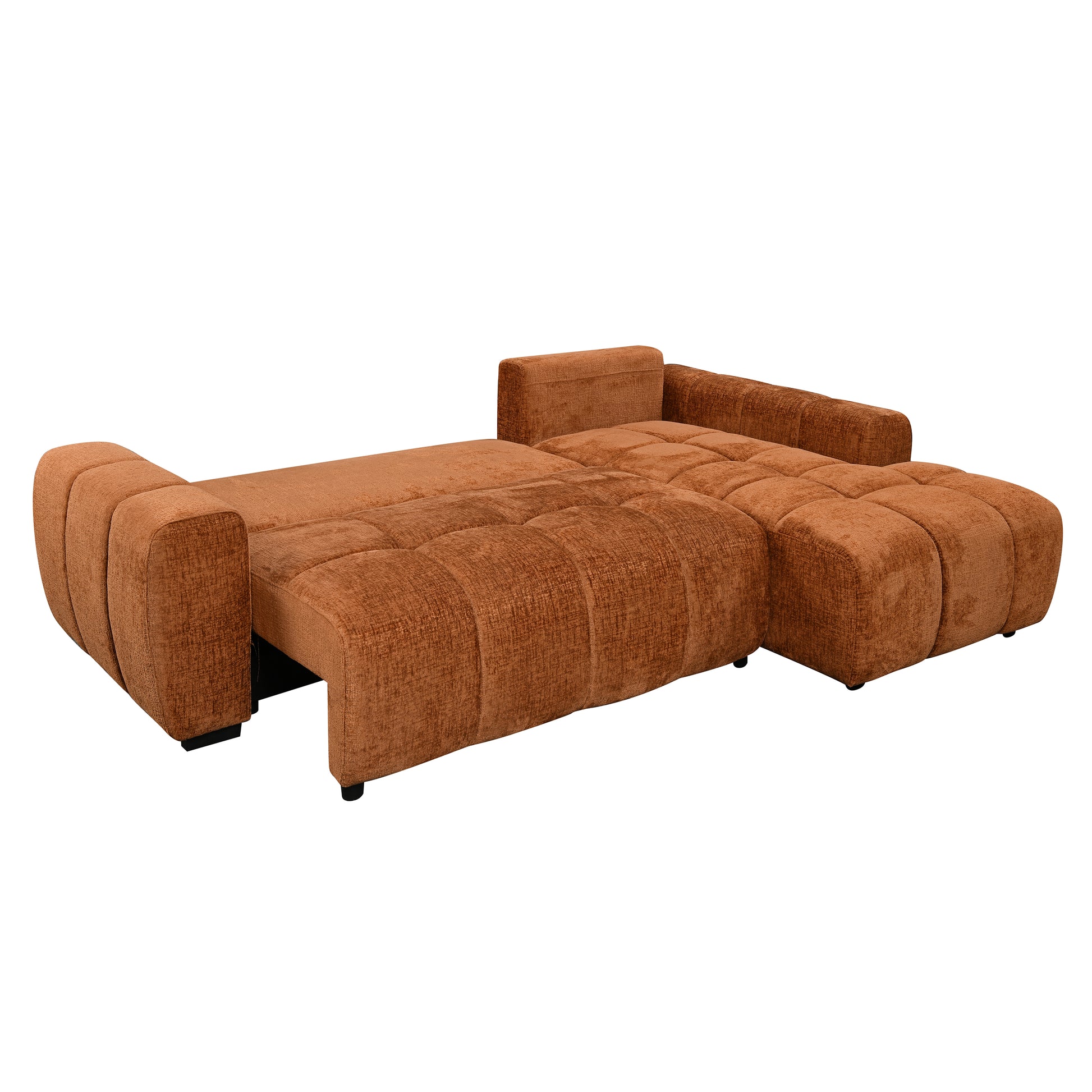 Mia 103 in. Right-Facing Sectional Sofa Bed with Chaise in Rust-DECOROLALA