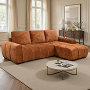 Mia 103 in. Right-Facing Sectional Sofa Bed with Chaise in Rust-Furniture > Sofas-DECOROLALA