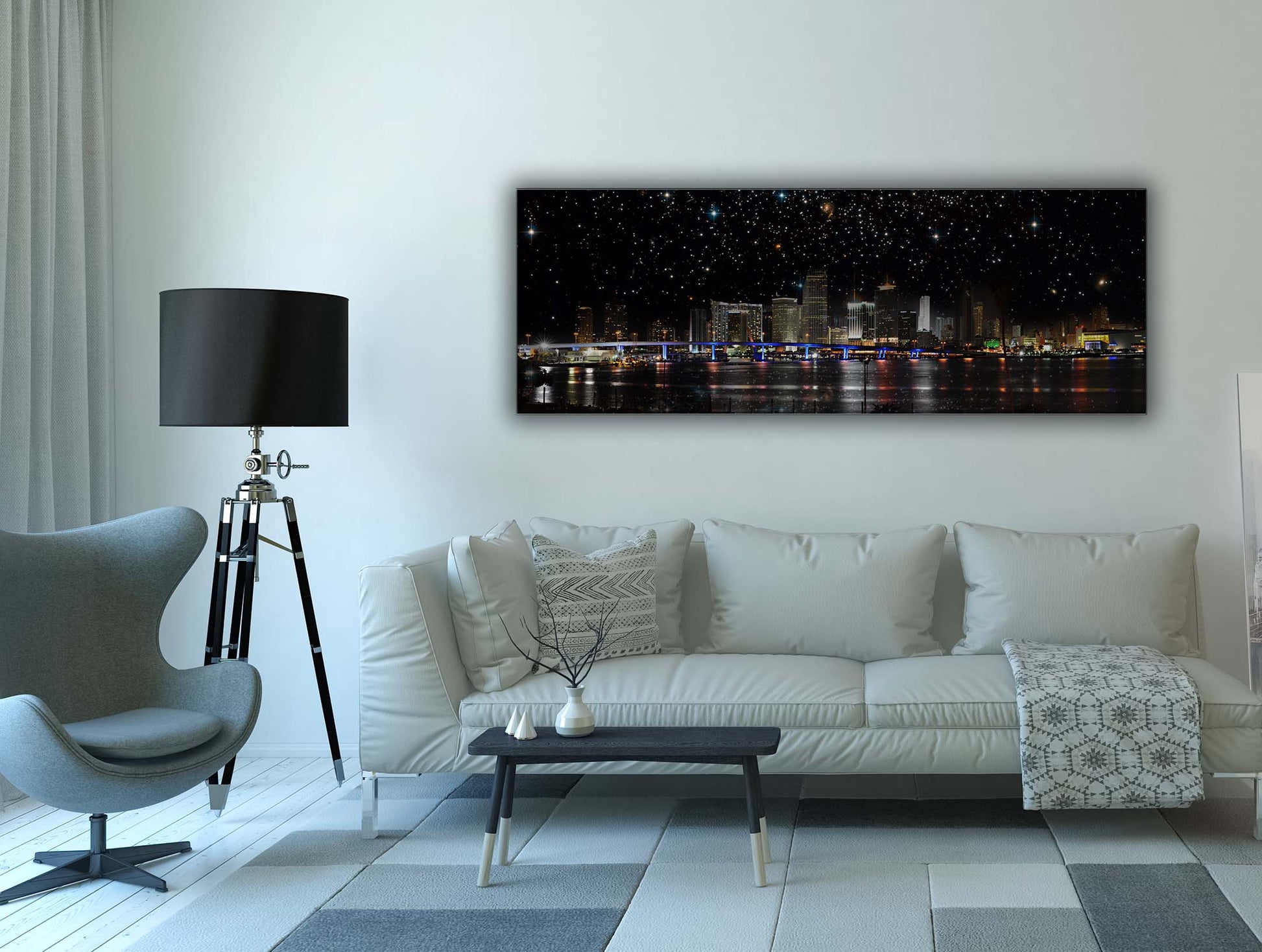 Miami at Night City Skyline Canvas Wall Art 72x24-Wall Art-DECOROLALA
