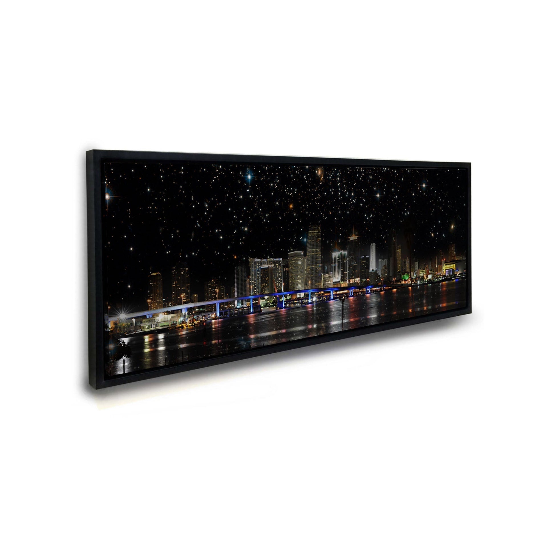 Miami at Night City Skyline Canvas Wall Art 72x24-Wall Art-DECOROLALA