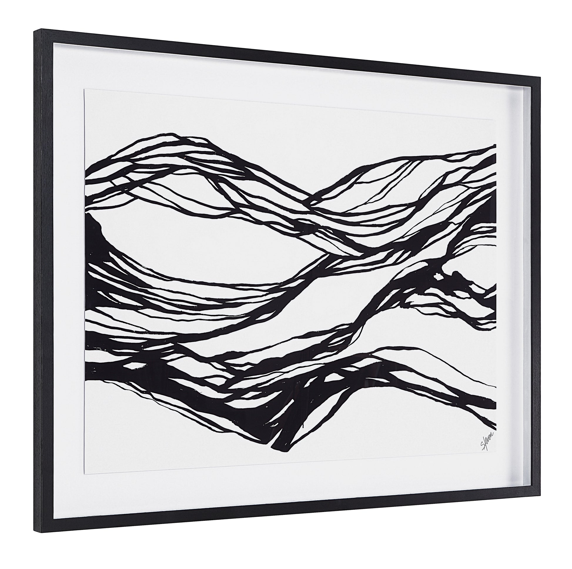 Mica 45" Wide Wall Art with Wood Frame, Painted Black-Canvas Art-DECOROLALA