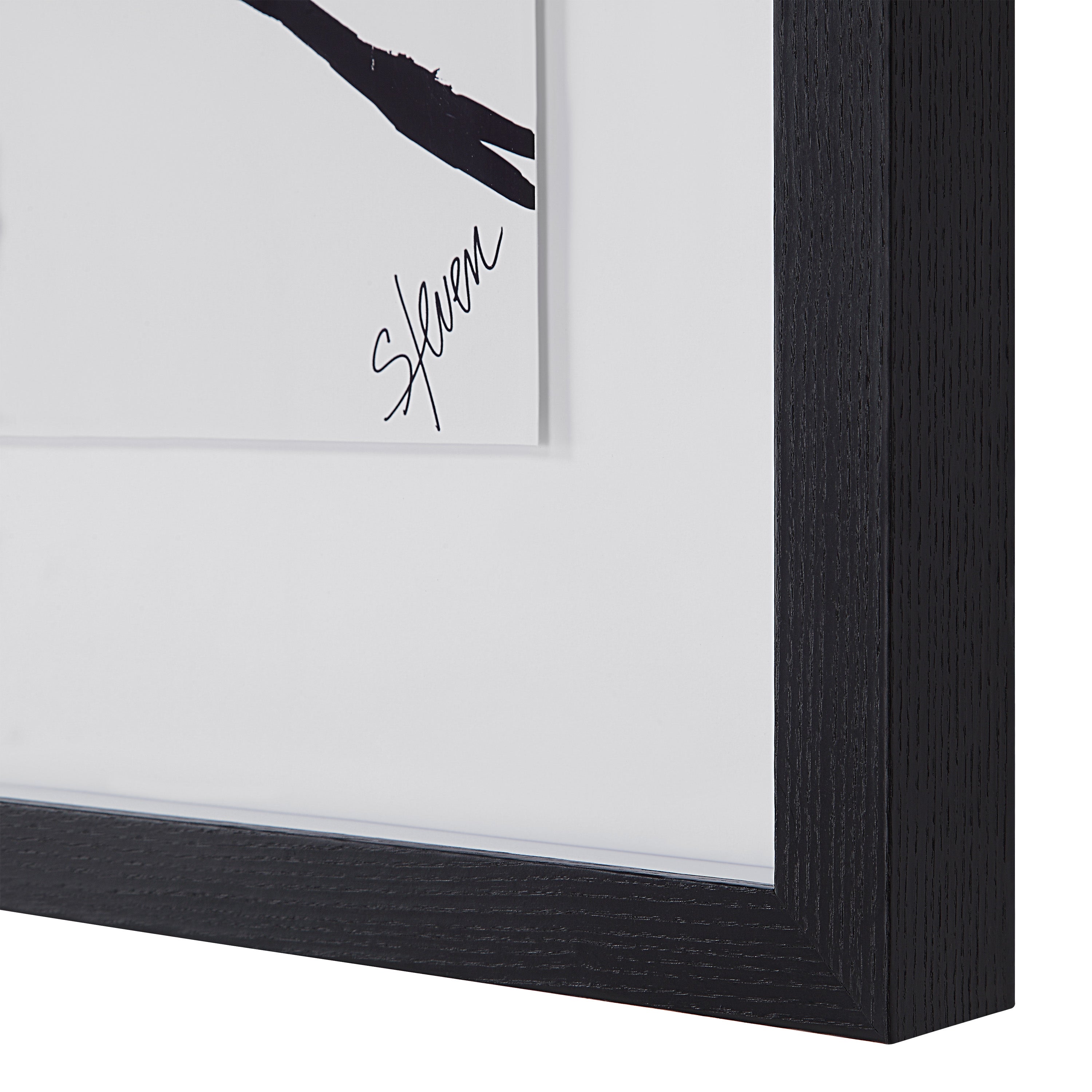 Mica 45" Wide Wall Art with Wood Frame, Painted Black-Canvas Art-DECOROLALA