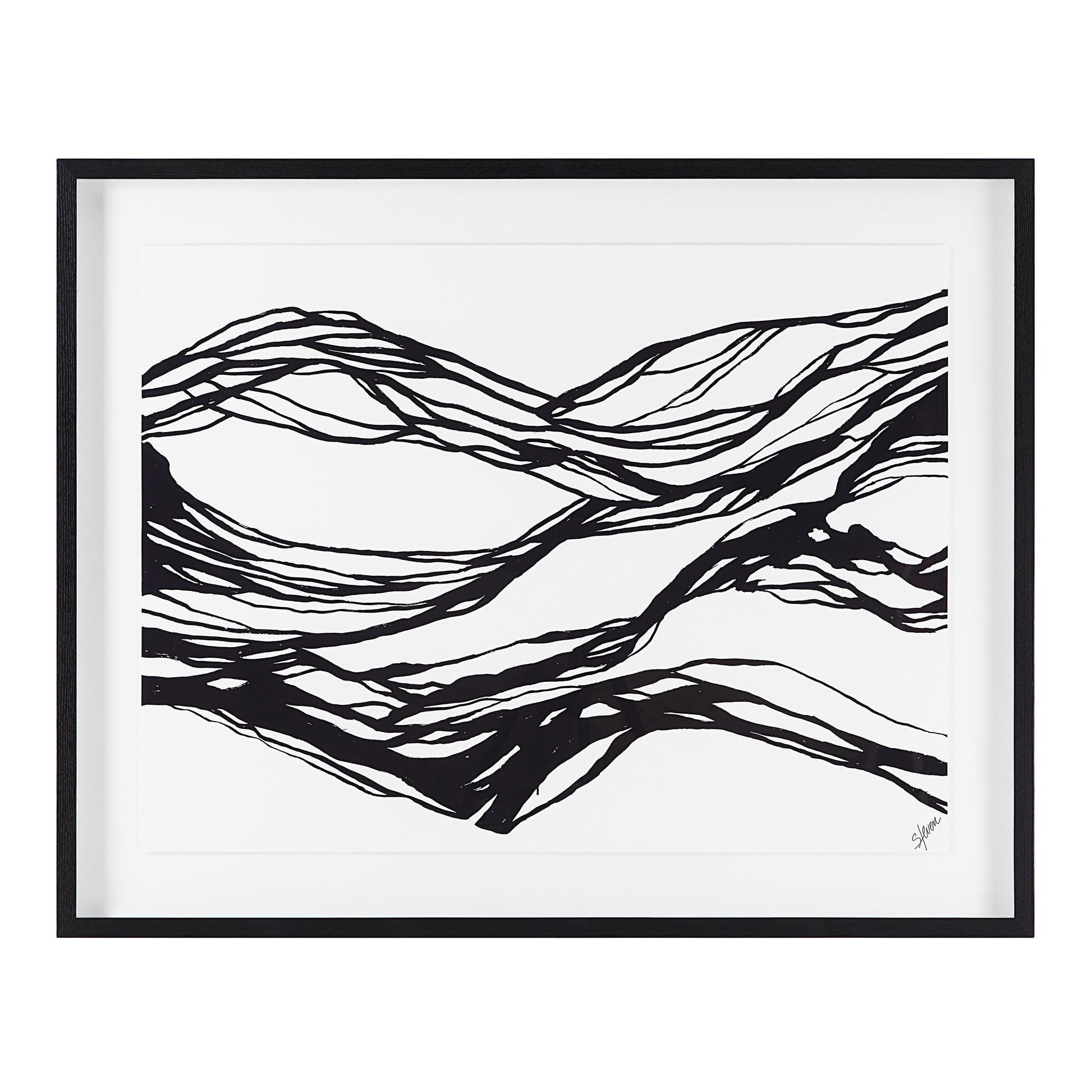 Mica 45" Wide Wall Art with Wood Frame, Painted Black-Canvas Art-DECOROLALA
