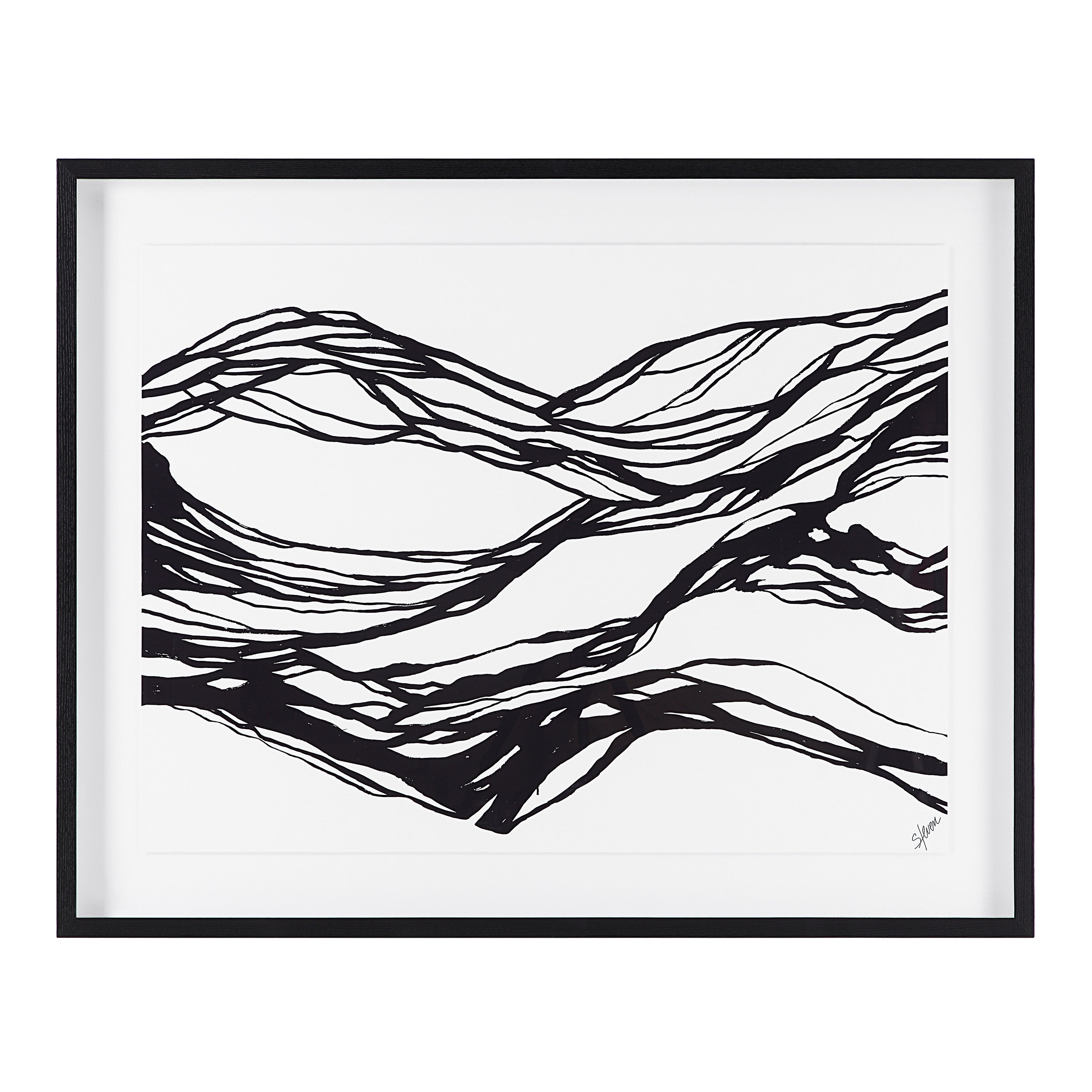 Mica 45" Wide Wall Art with Wood Frame, Painted Black-Canvas Art-DECOROLALA