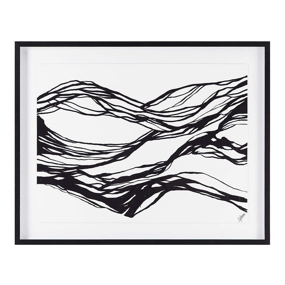 Mica 45" Wide Wall Art with Wood Frame, Painted Black-Canvas Prints-DECOROLALA