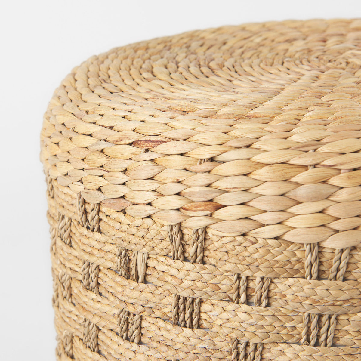 Michelle 17.7L x 17.7W x 17.7H Light Brown Woven Seagrass Round Pouf-Poufs-DECOROLALA
