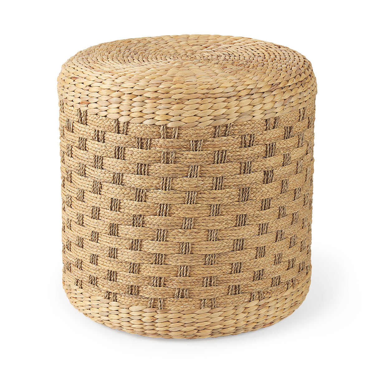 Michelle Light Brown Woven Seagrass Round Pouf-Poufs-DECOROLALA