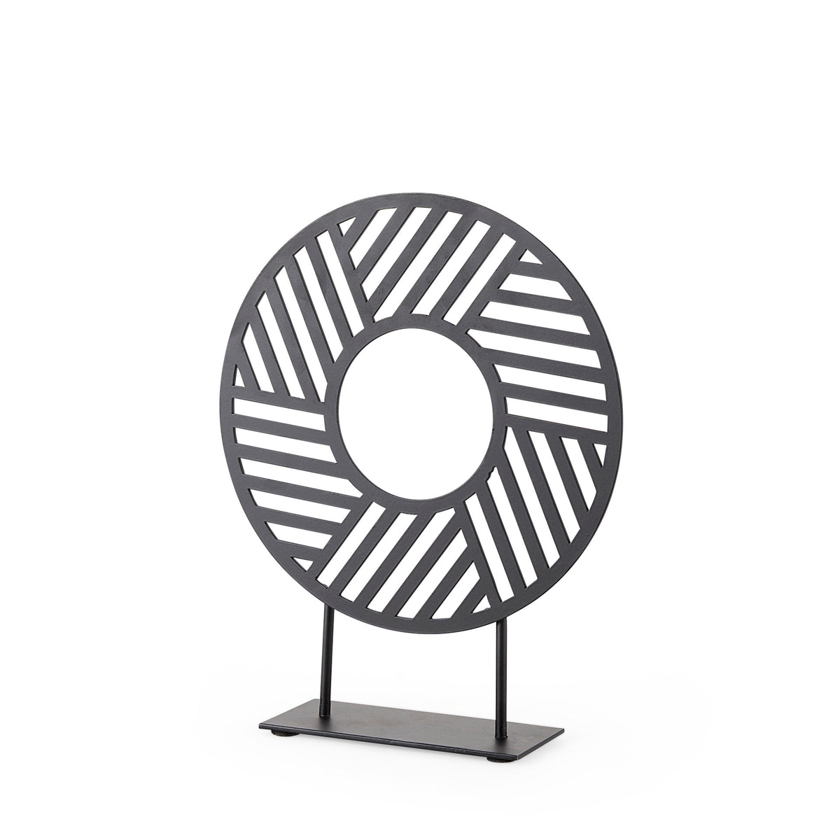 Micra 9.1L x 2.6W x 10.9H Matte Black Metal Decorative Object on a Stand-Objects-DECOROLALA