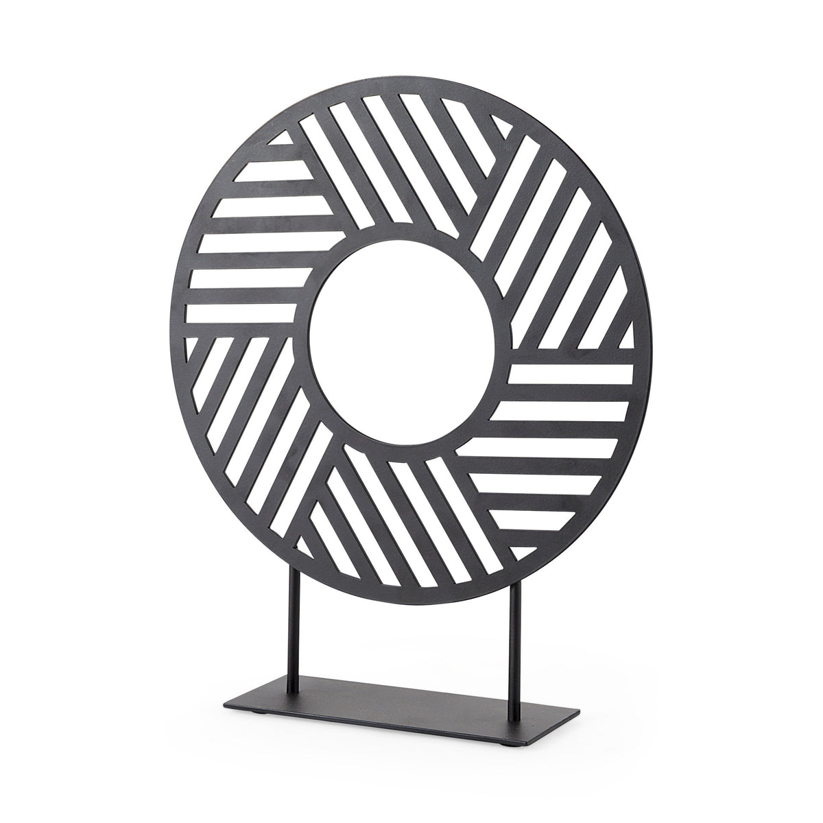 Micra 11.0L x 3.0W x 13.4H Matte Black Metal Decorative Object on a Stand-Objects-DECOROLALA