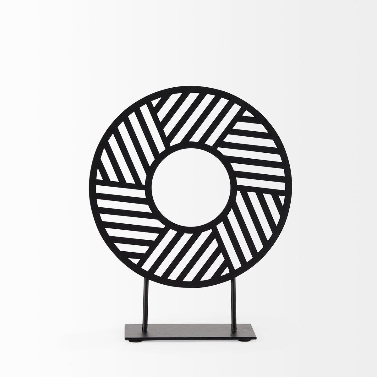 Micra Matte Black Metal Decorative Object on a Stand-Objects-DECOROLALA