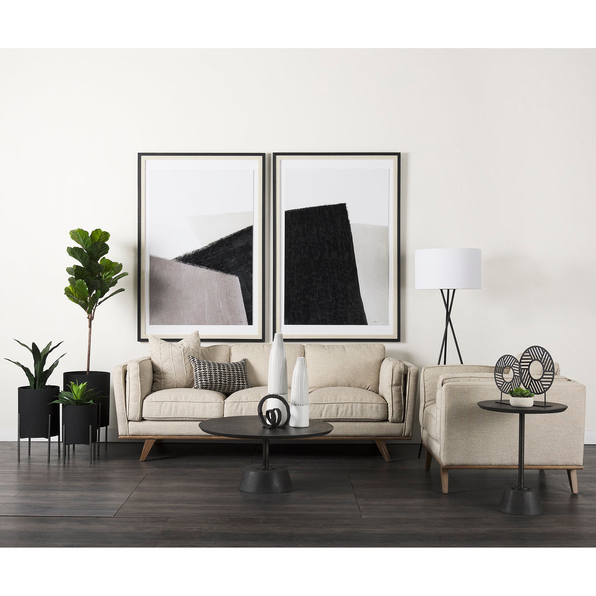 Micra Matte Black Metal Decorative Object on a Stand-Objects-DECOROLALA