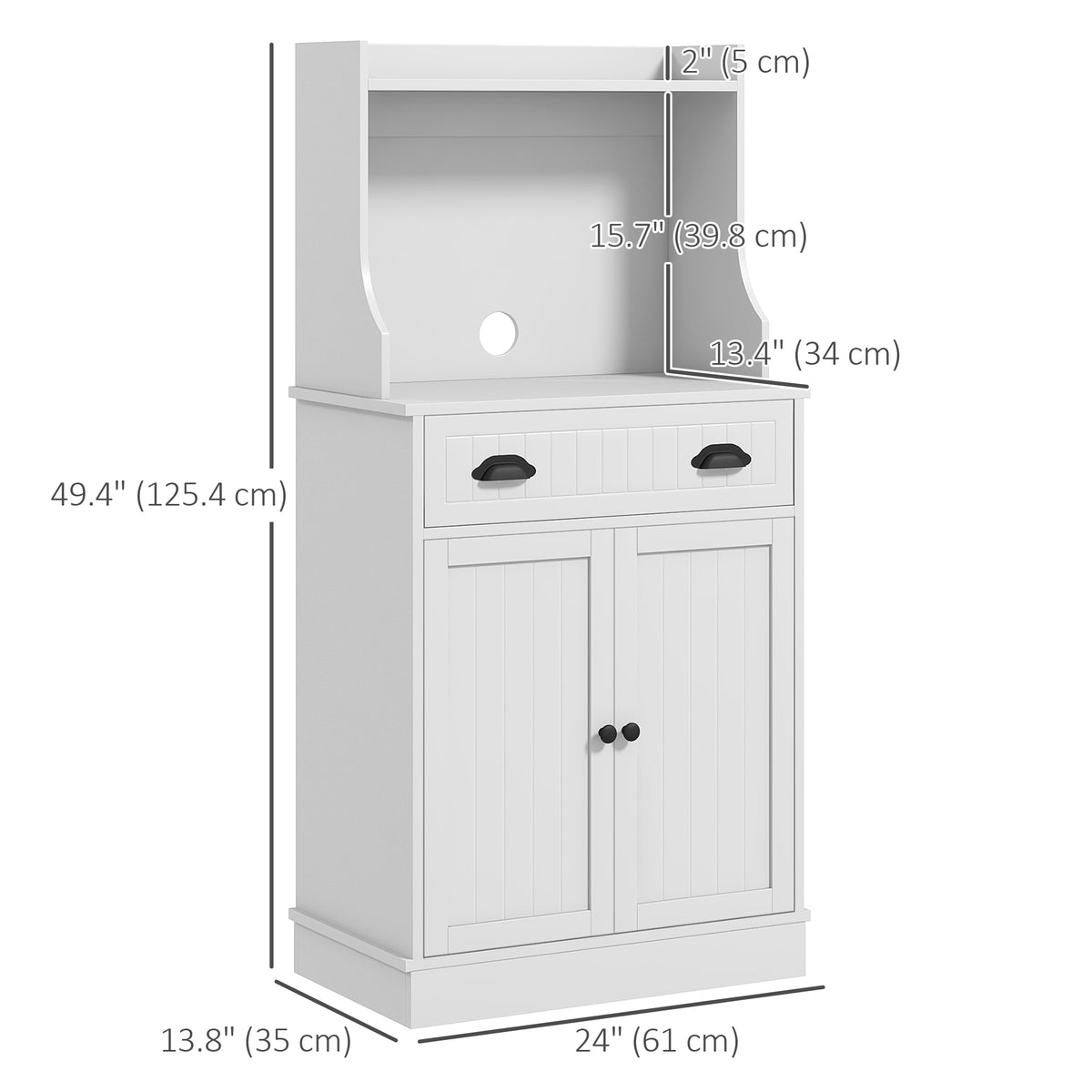 Microwave Cabinet - White Kitchen Storage with Drawer & Shelf-Home Furnishings > Storage & Organization > Kitchen Pantry Cabinets-DECOROLALA