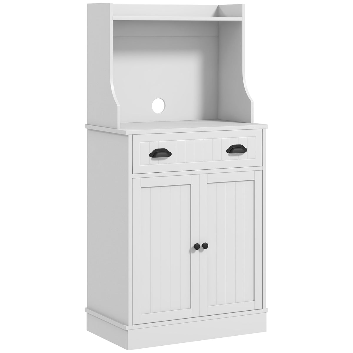 Microwave Cabinet - White Kitchen Storage with Drawer & Shelf-Home Furnishings > Storage & Organization > Kitchen Pantry Cabinets-DECOROLALA