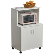 Microwave Cart on Wheels with 2-Door Cabinet - White Oak-Home Furnishings > Storage & Organization > Kitchen Pantry Cabinets-DECOROLALA