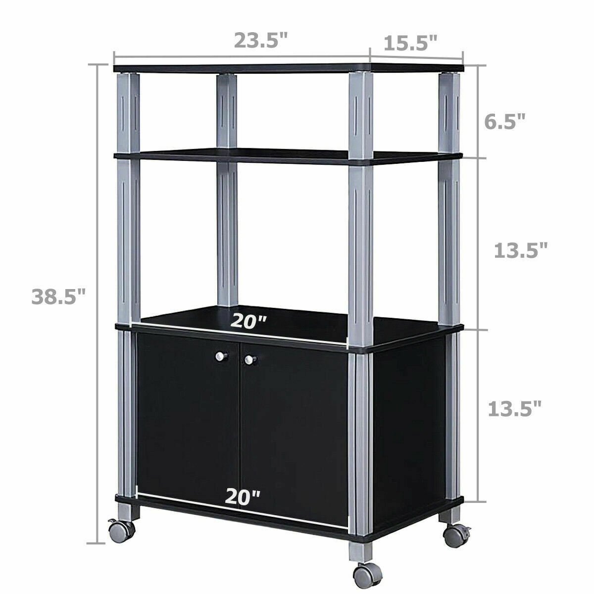 Microwave Rack Stand Rolling Storage Cart-Black-Baker’s Racks-DECOROLALA