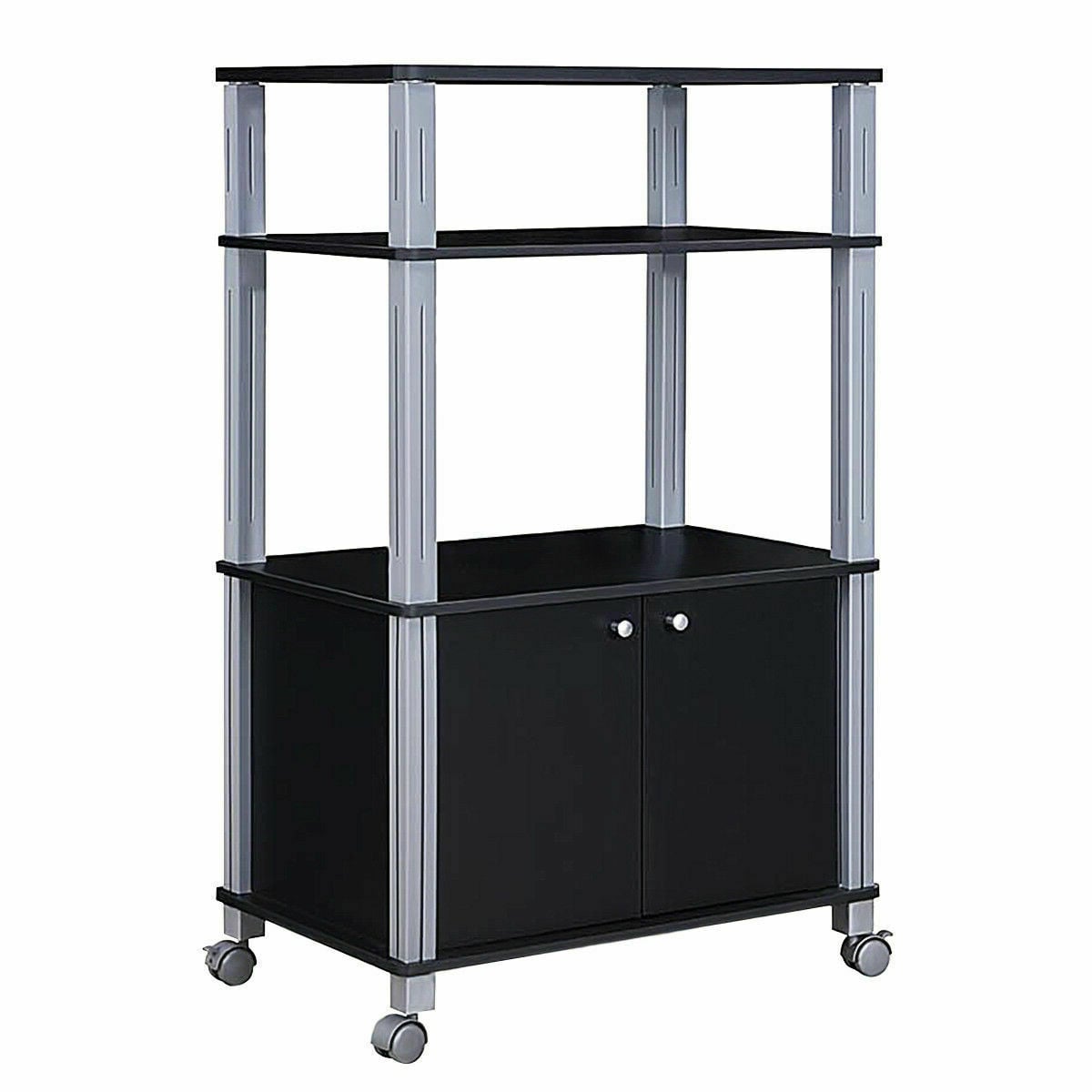 Microwave Rack Stand Rolling Storage Cart-Black-Baker’s Racks-DECOROLALA