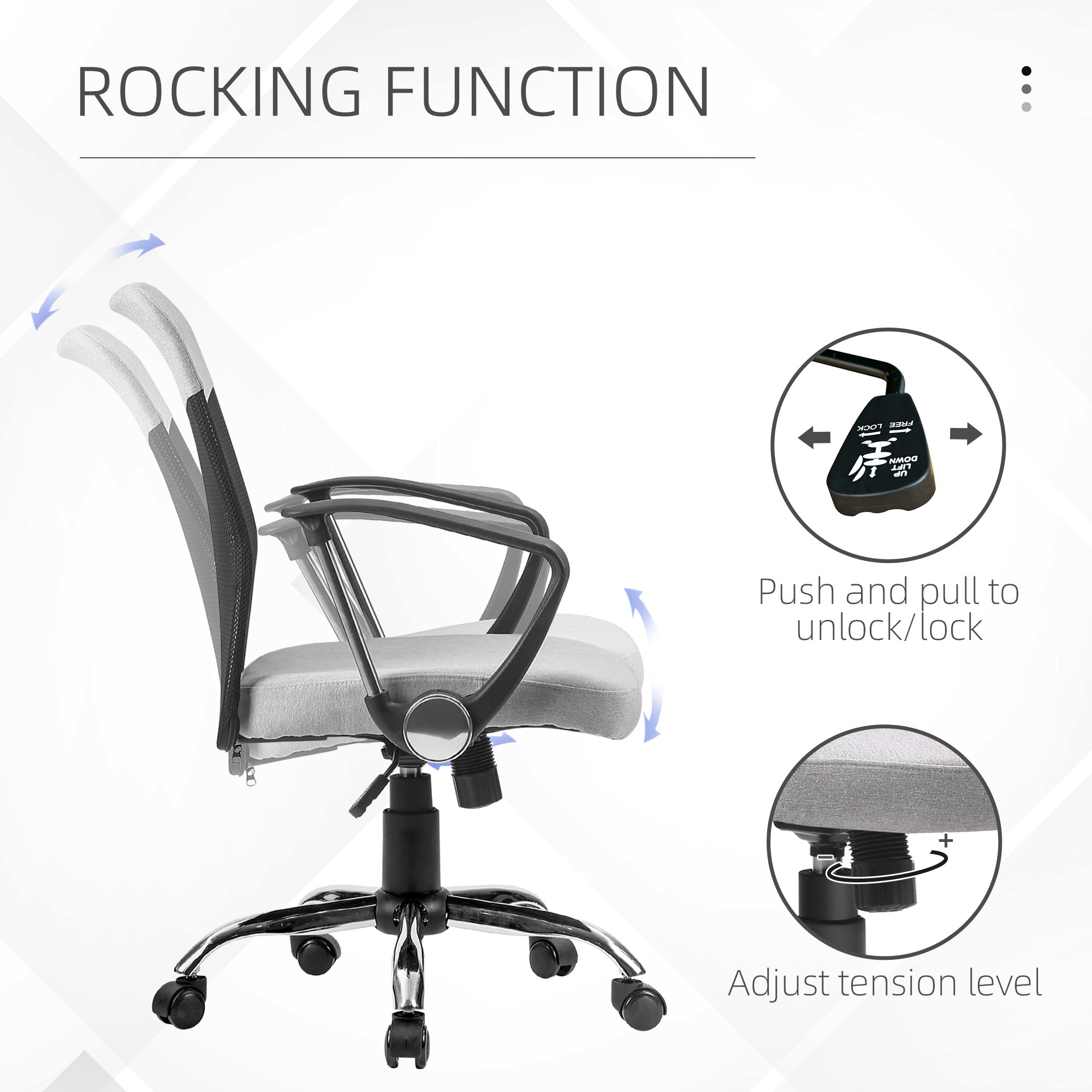 Mid Back Office Chair - Grey Linen Mesh with Flip-Up Arms-Office Products > Office Furniture > Office Chairs > Task Chairs-DECOROLALA