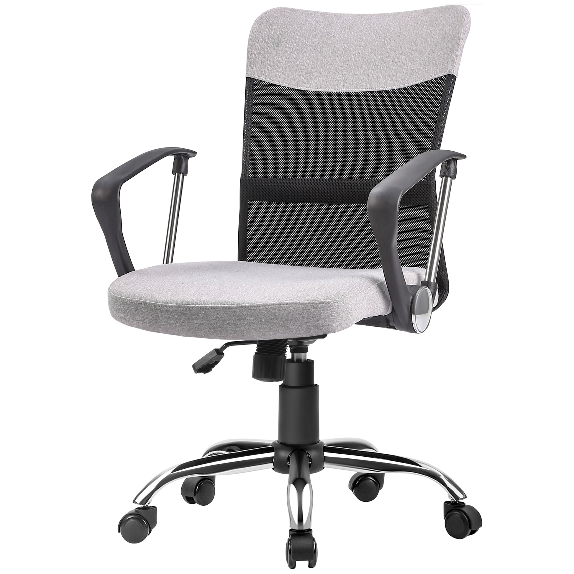 Mid Back Office Chair - Grey Linen Mesh with Flip-Up Arms-Office Products > Office Furniture > Office Chairs > Task Chairs-DECOROLALA