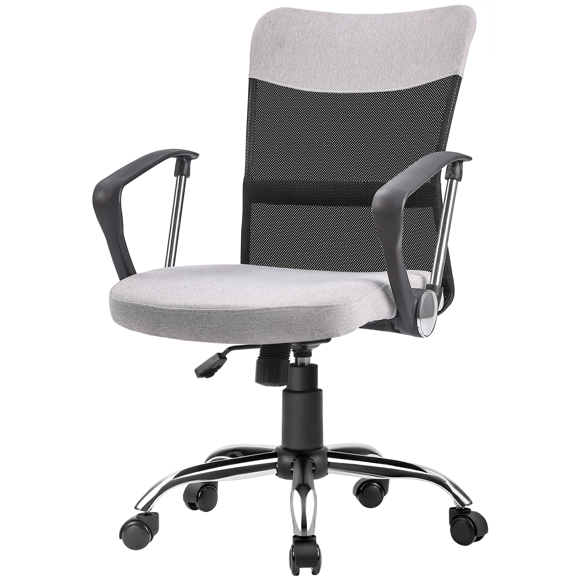 Mid Back Office Chair - Grey Linen Mesh with Flip-Up Arms-Office Products > Office Furniture > Office Chairs > Task Chairs-DECOROLALA