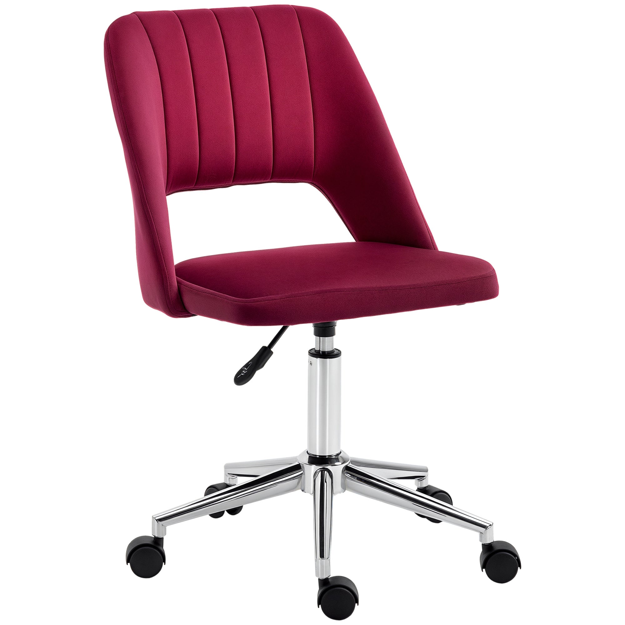 Mid-Back Velvet Office Chair - Red Scallop Swivel Chair-Office Products > Office Furniture > Office Chairs > Task Chairs-DECOROLALA