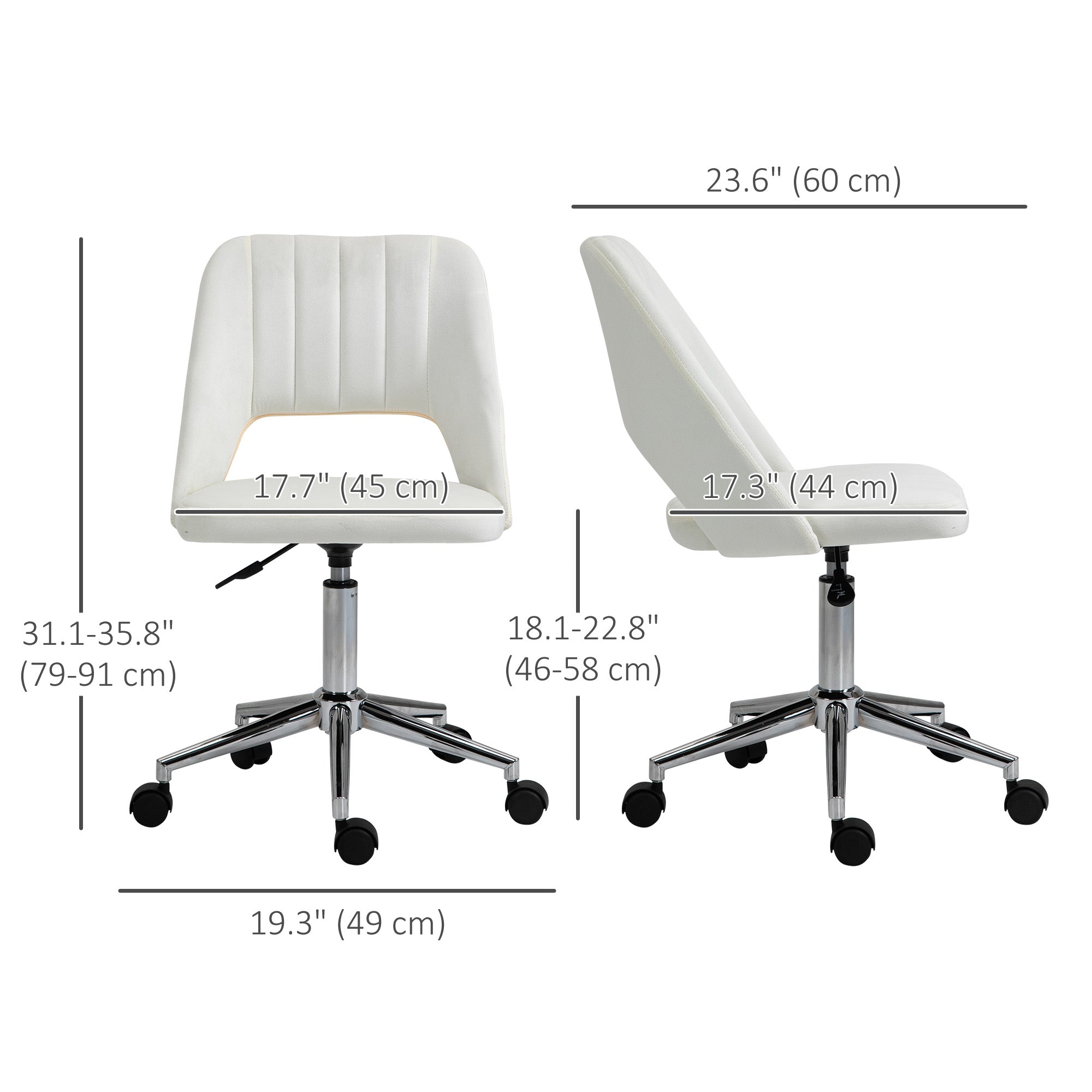 Mid-Back Velvet Office Chair - Scallop Swivel Desk Chair, Cream White-Office Products > Office Furniture > Office Chairs-DECOROLALA