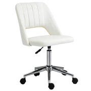 Mid-Back Velvet Office Chair - Scallop Swivel Desk Chair, Cream White-Office Products > Office Furniture > Office Chairs-DECOROLALA