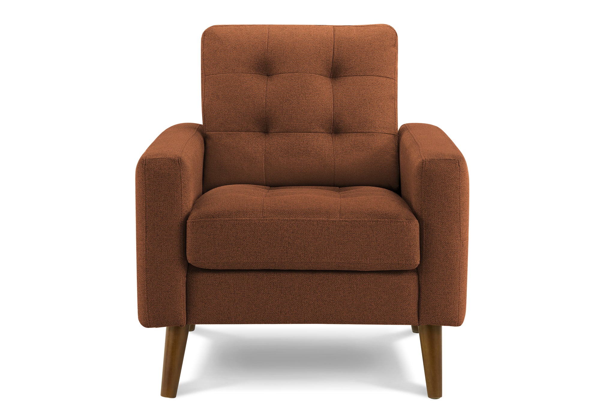 Mid Century Accent Chair - 31" Rust Fabric Walnut Wood Legs-Accent Chairs-DECOROLALA