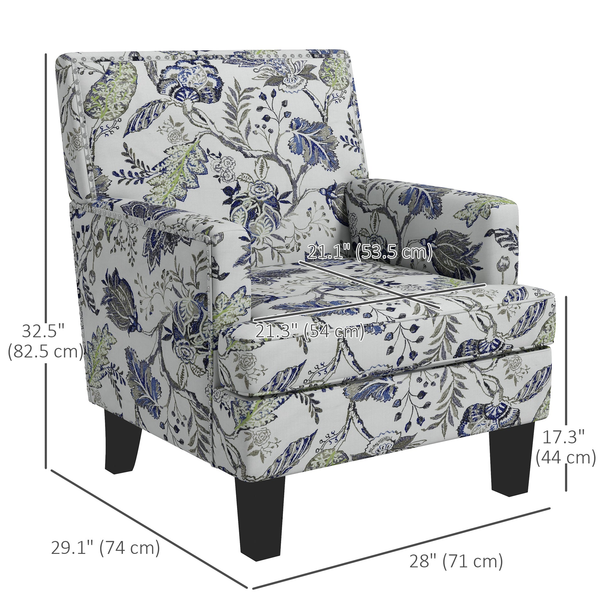 Mid-Century Accent Chair - Floral Multicolour-DECOROLALA