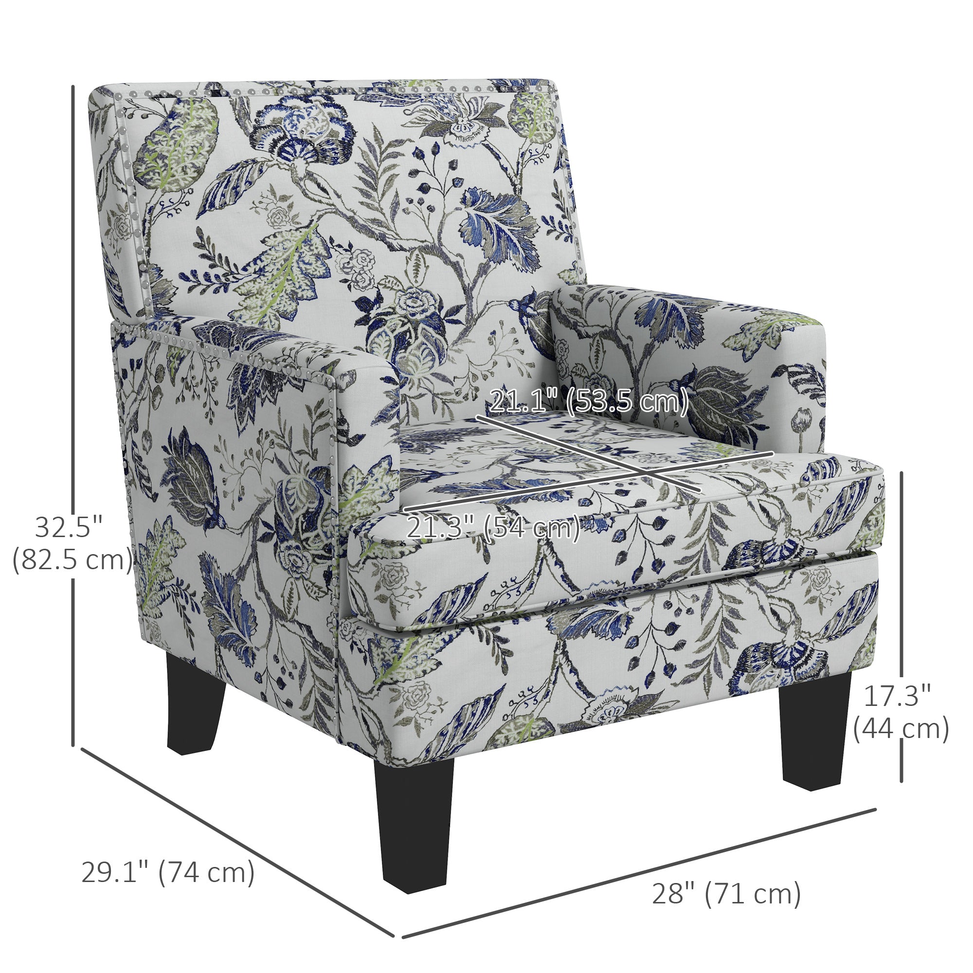 Mid-Century Accent Chair - Floral Multicolour-DECOROLALA