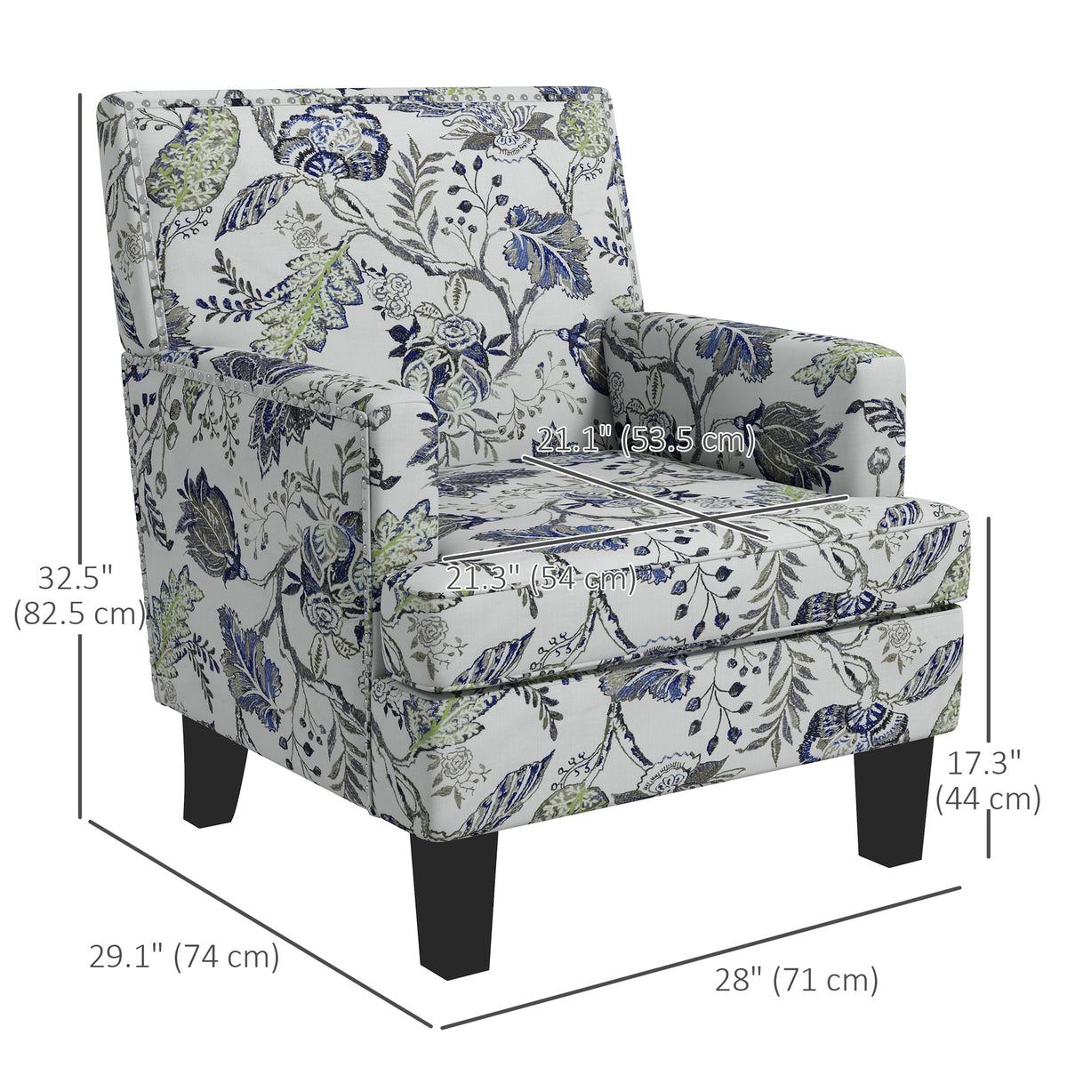 Mid-Century Accent Chair - Floral Multicolour-DECOROLALA