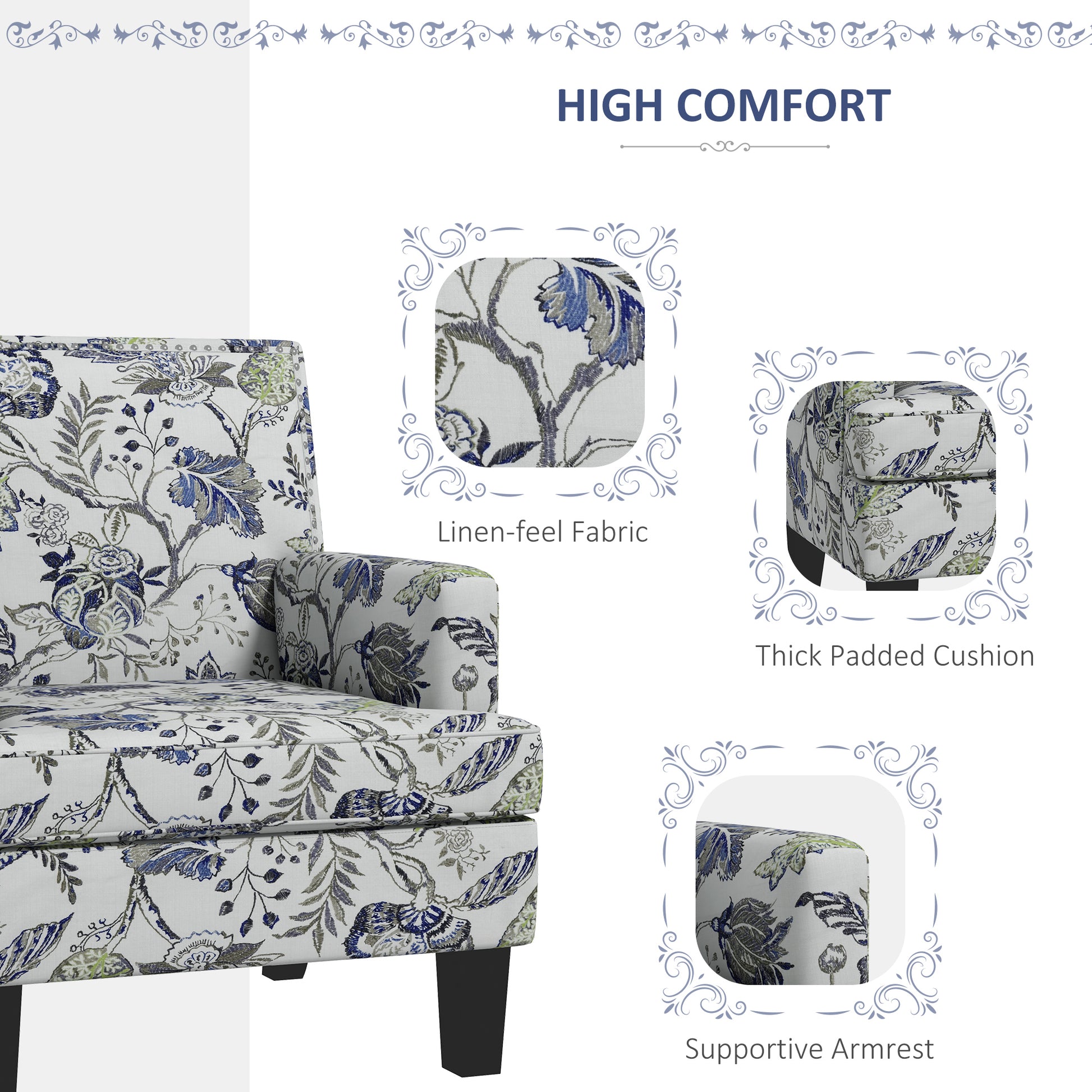 Mid-Century Accent Chair - Floral Multicolour-DECOROLALA