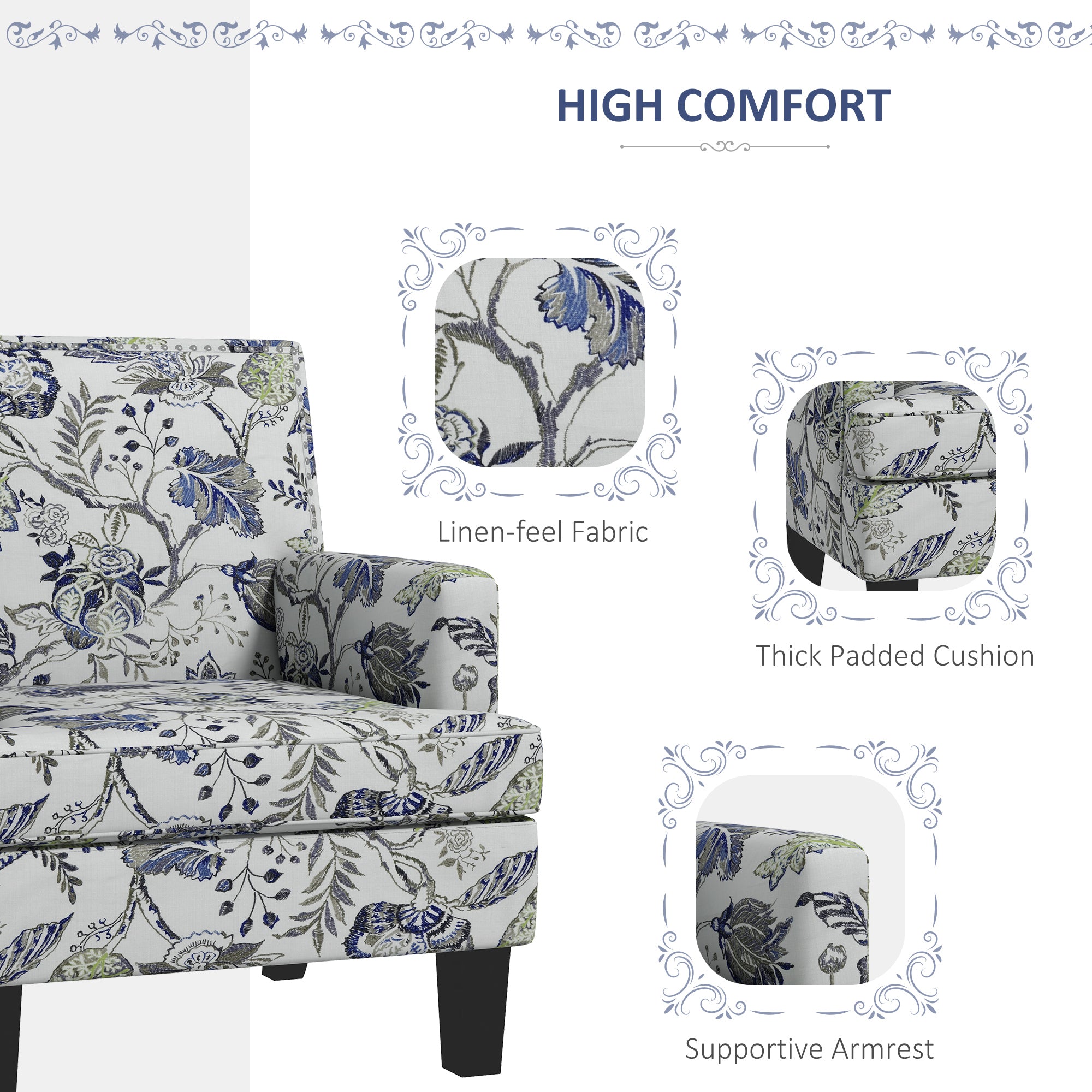 Mid-Century Accent Chair - Floral Multicolour-DECOROLALA