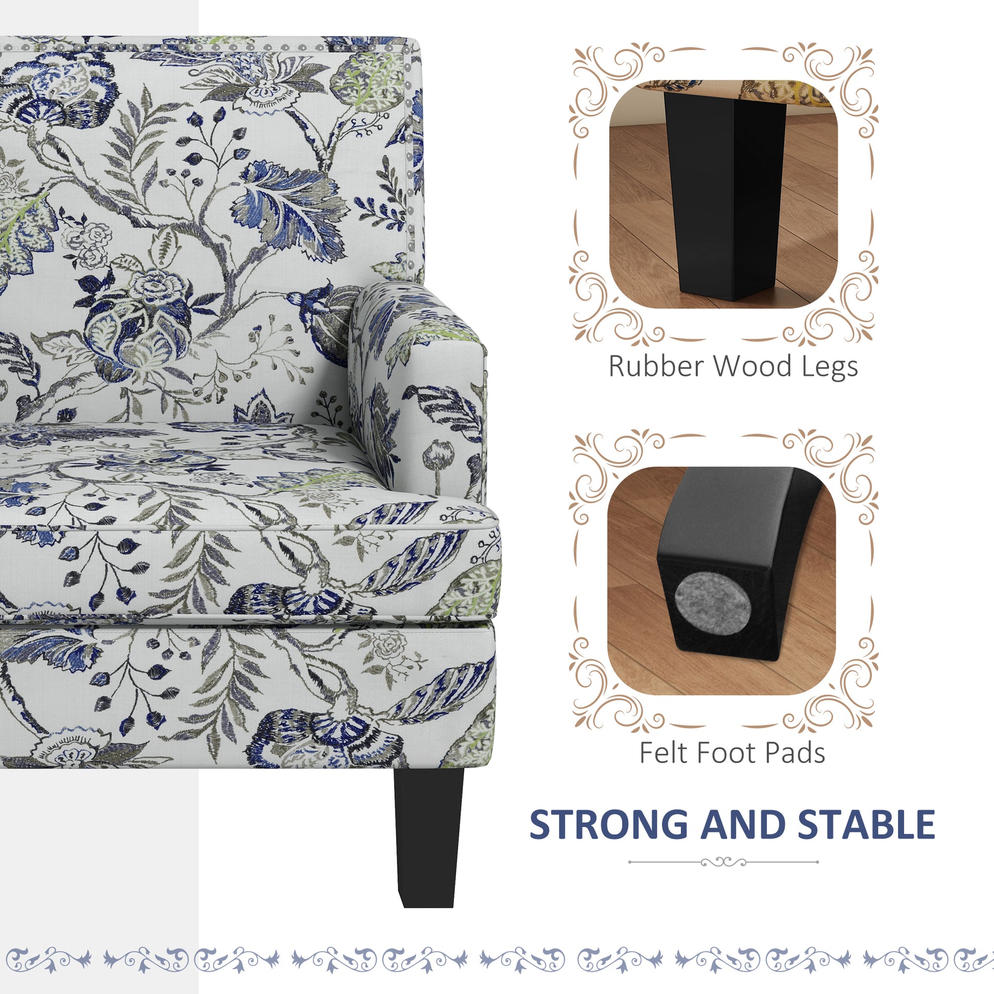 Mid-Century Accent Chair - Floral Multicolour-DECOROLALA