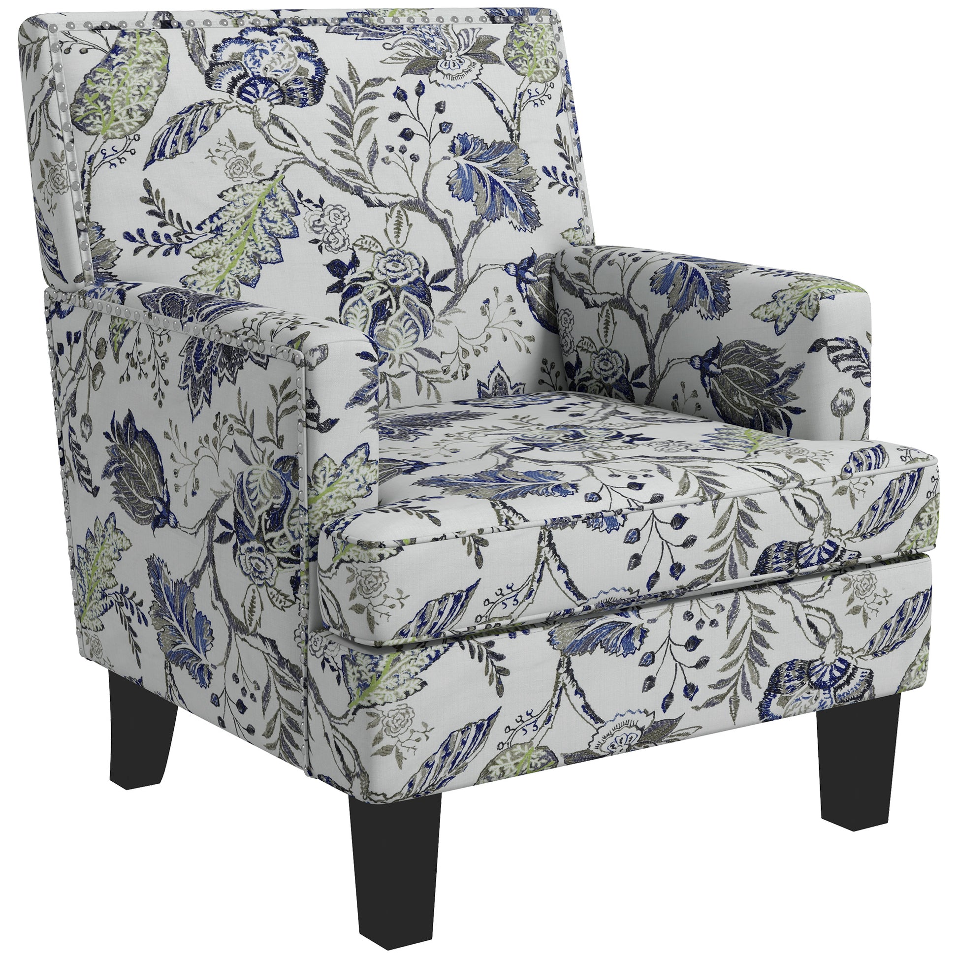 Mid-Century Accent Chair - Floral Multicolour-DECOROLALA