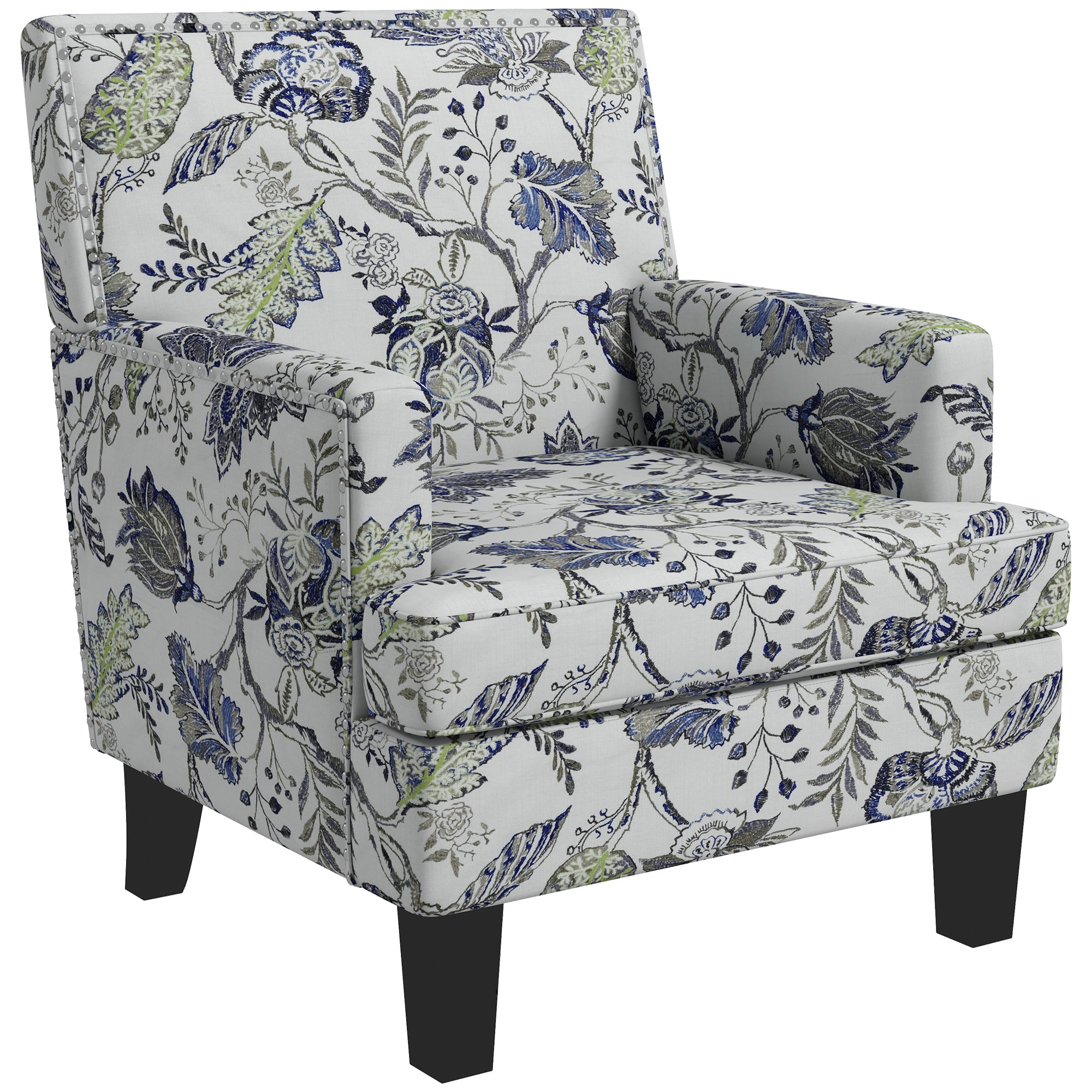 Mid-Century Accent Chair - Floral Multicolour-DECOROLALA